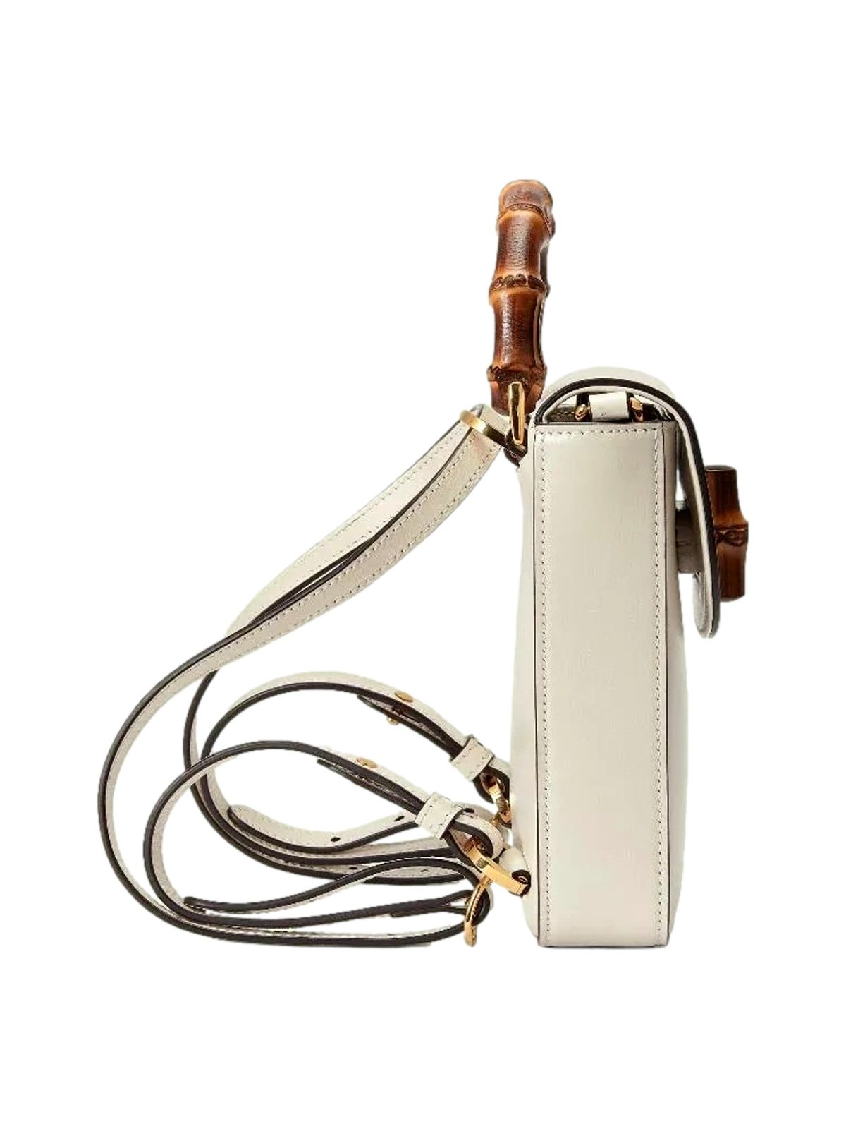 Gucci Bamboo 1947 Mini Cream Leather Top Handle Crossbody Bag