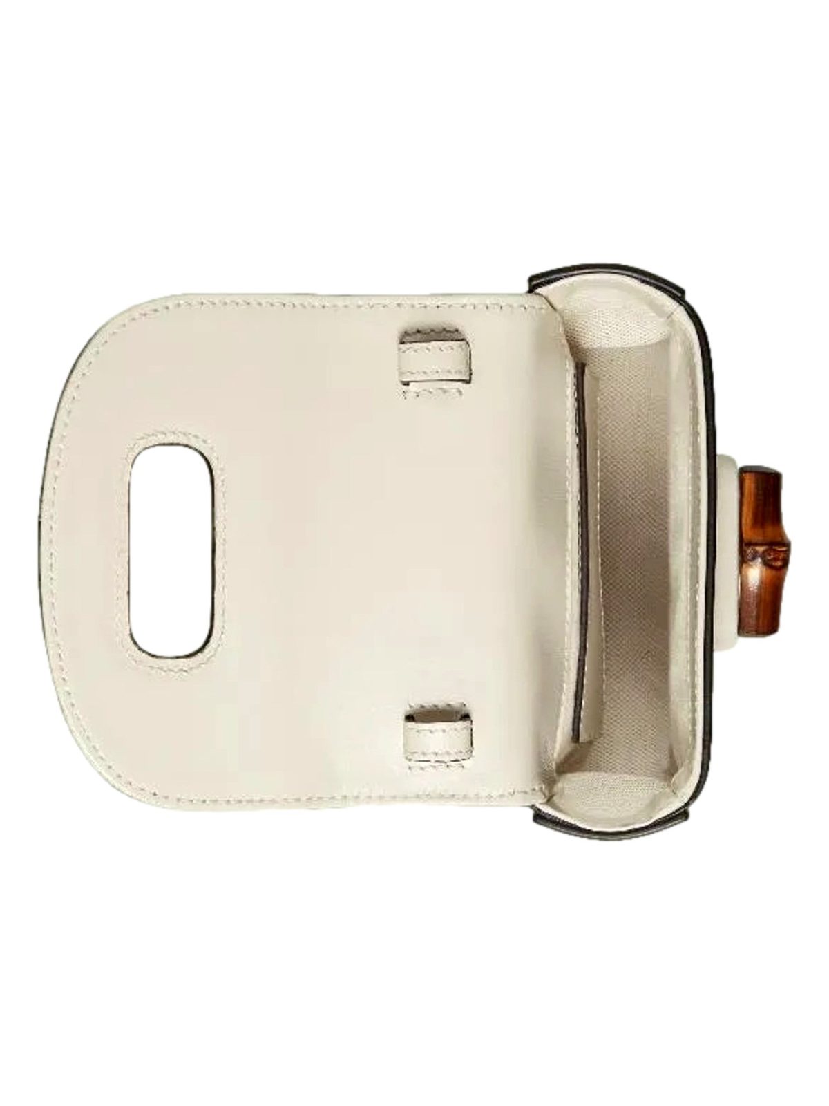 Gucci Bamboo 1947 Mini Cream Leather Top Handle Crossbody Bag
