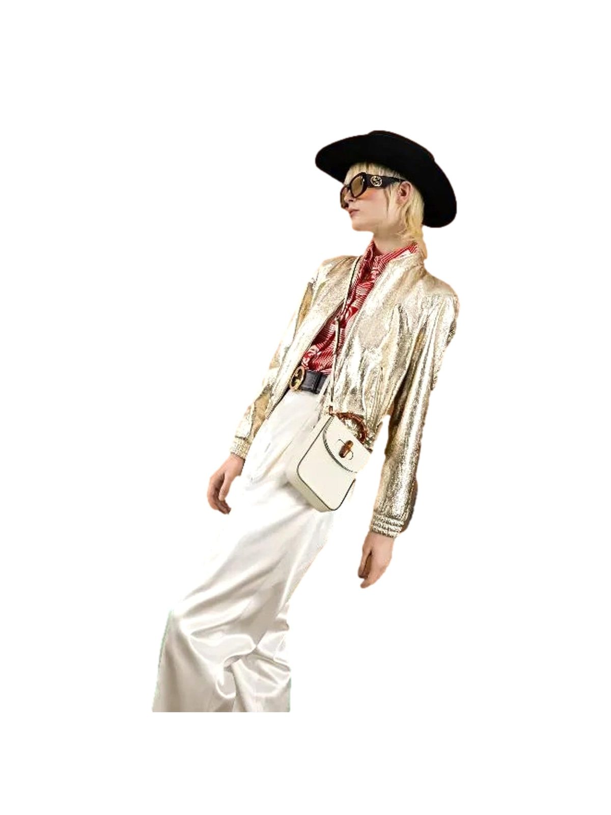 Gucci Bamboo 1947 Mini Cream Leather Top Handle Crossbody Bag