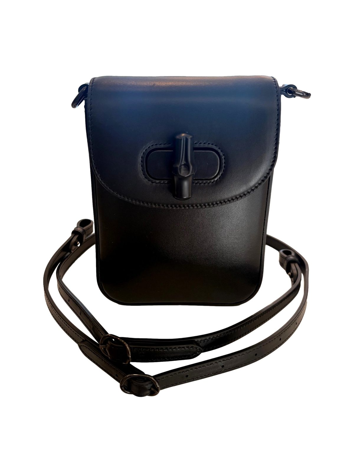 Gucci Bamboo 1947 Mini Black Leather Top Handle Crossbody Bag