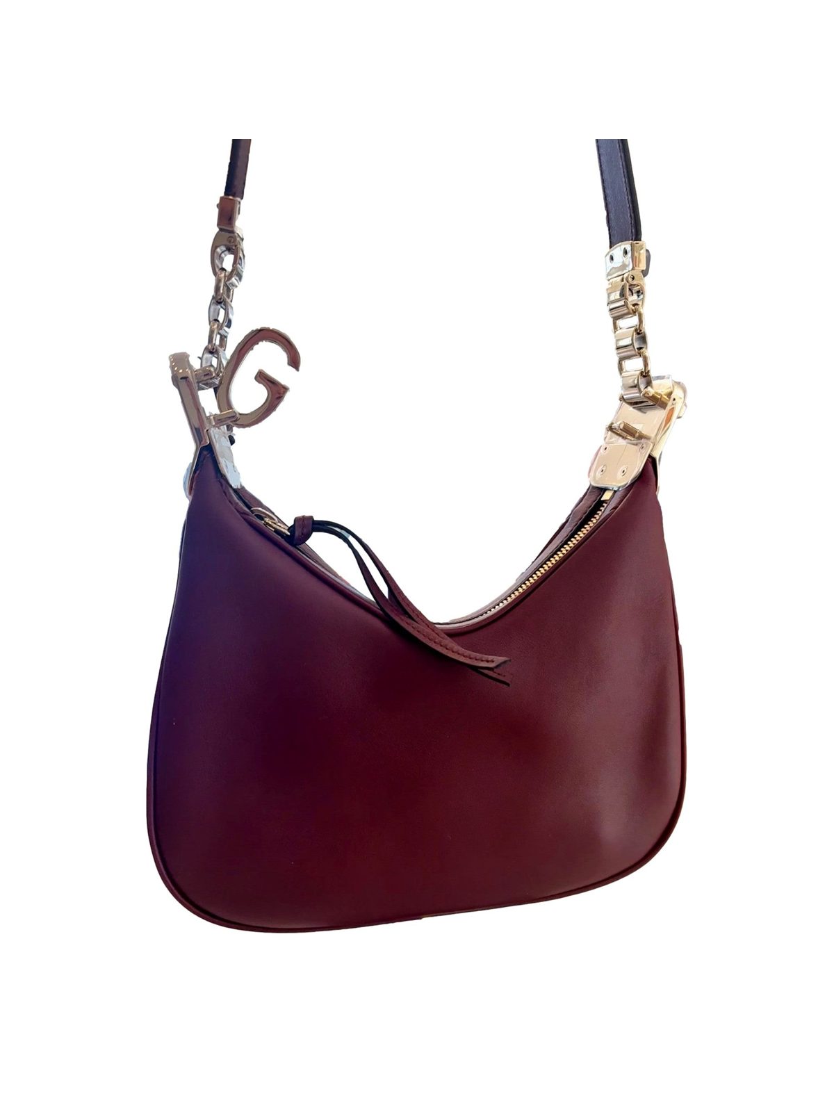 Gucci Attache Small Burgundy Leather Shoulder Crossbody Bag Web Stripe