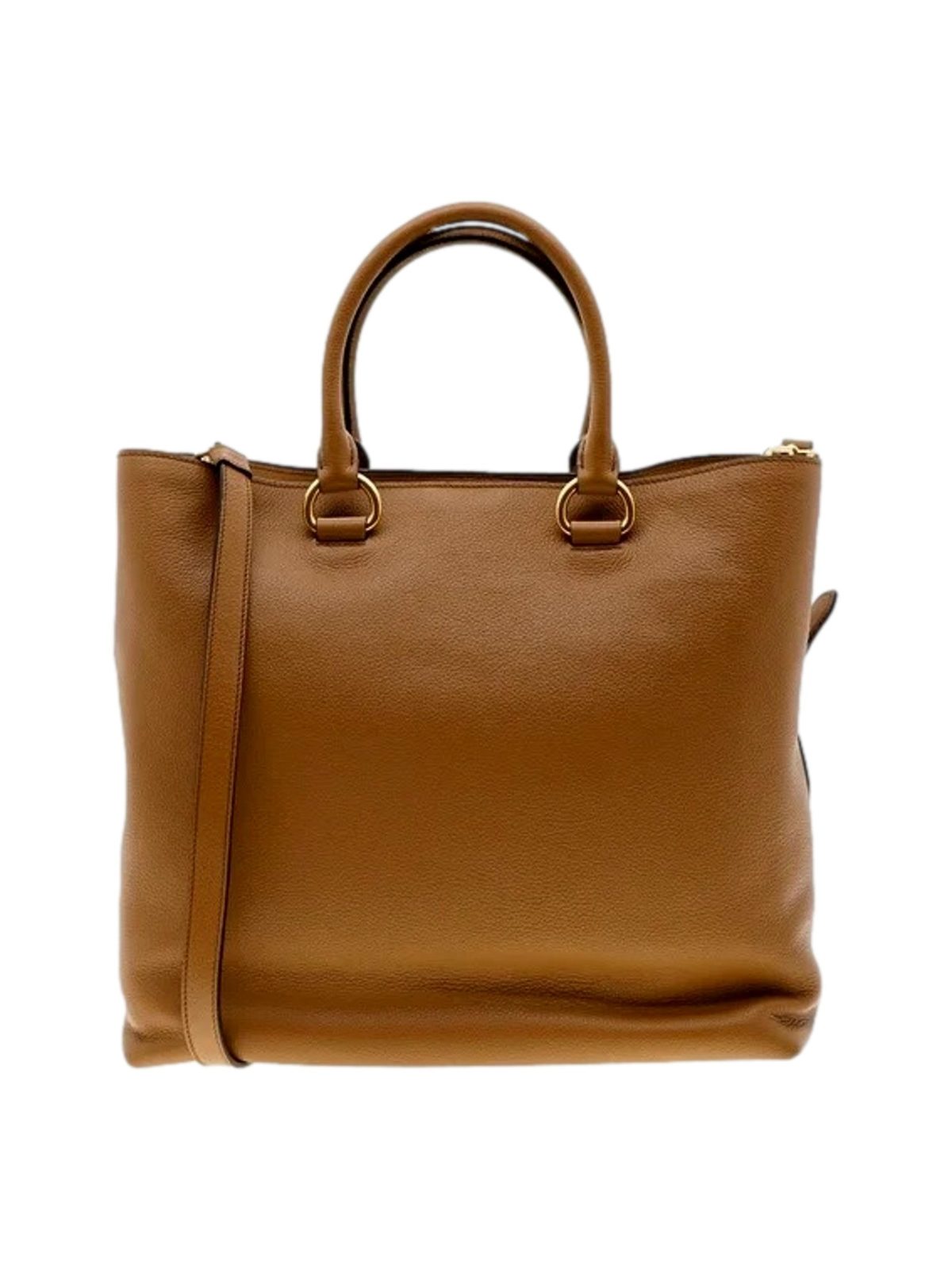 Prada Caramel Brown Vitello Phenix Leather Shopping Tote Bag