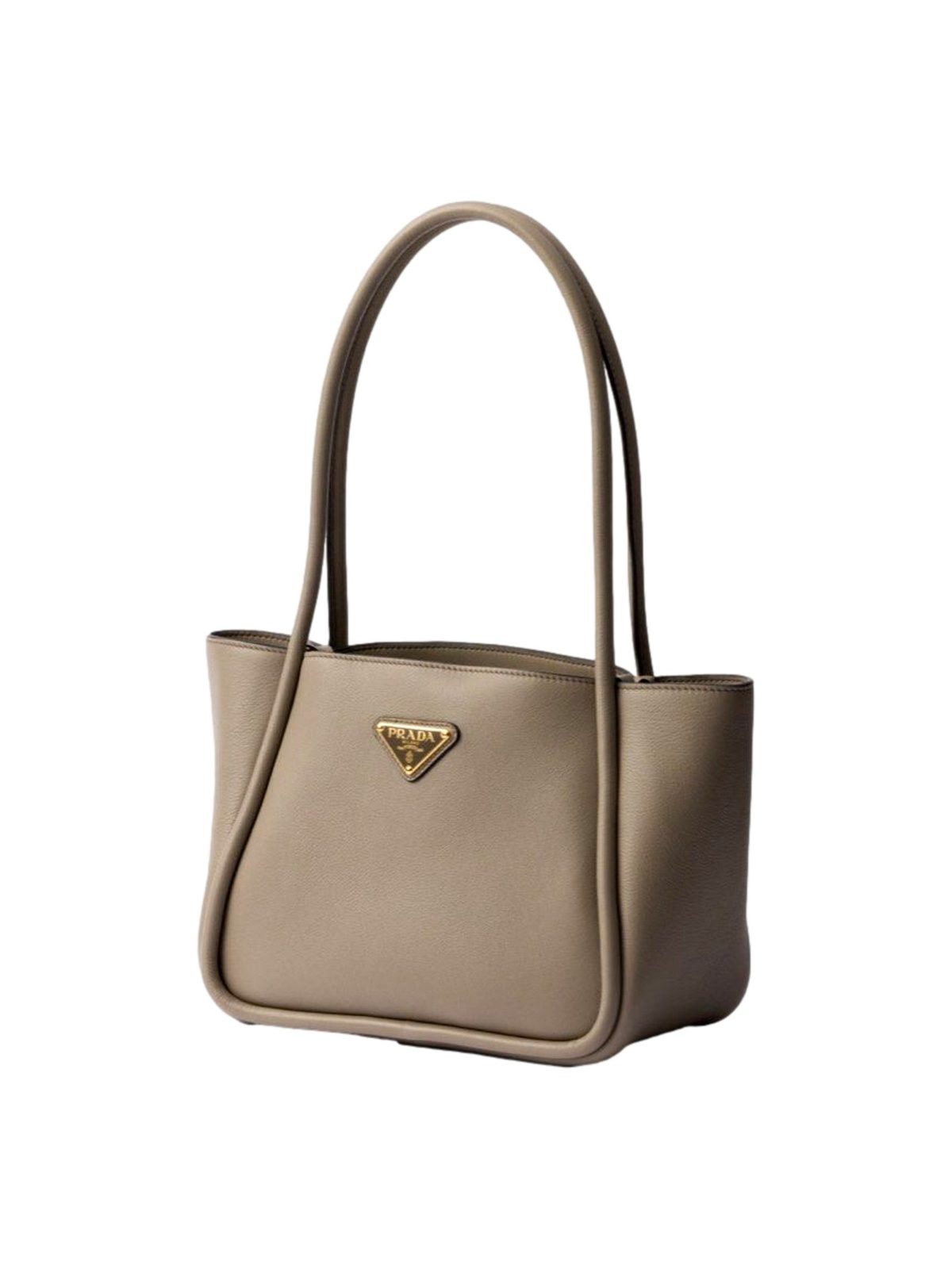 Prada Soft Grain Leather Argilla Gray Small Shopping Shoulder Tote