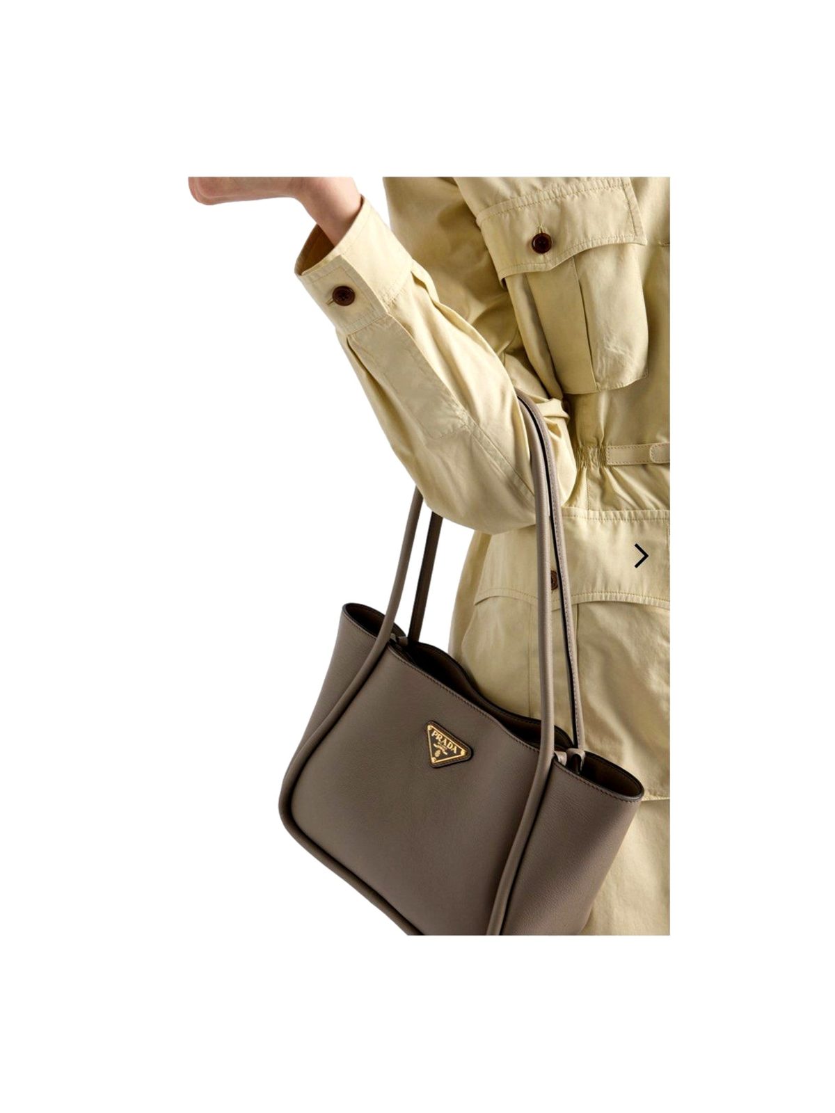 Prada Soft Grain Leather Argilla Gray Small Shopping Shoulder Tote