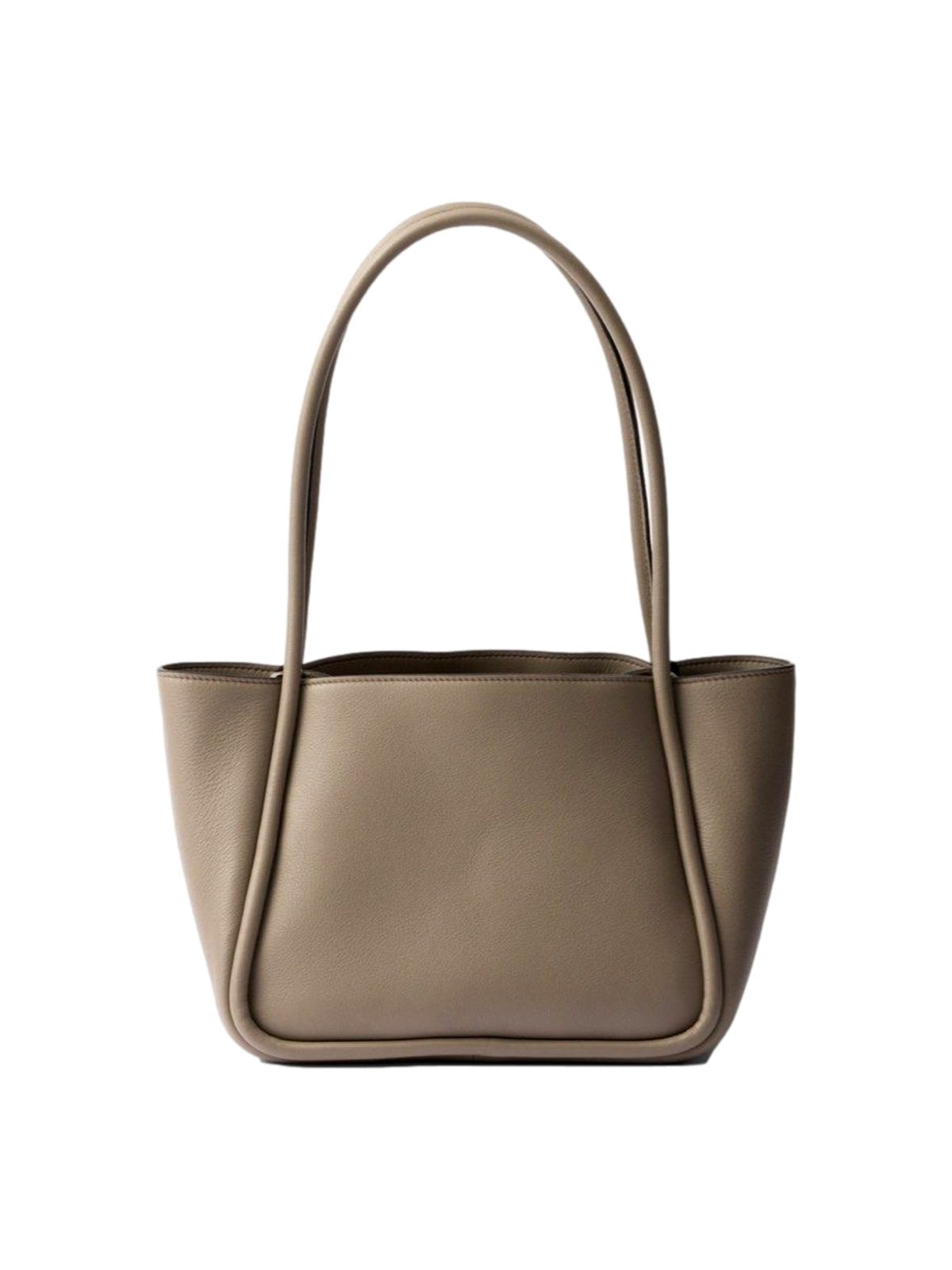 Prada Soft Grain Leather Argilla Gray Small Shopping Shoulder Tote