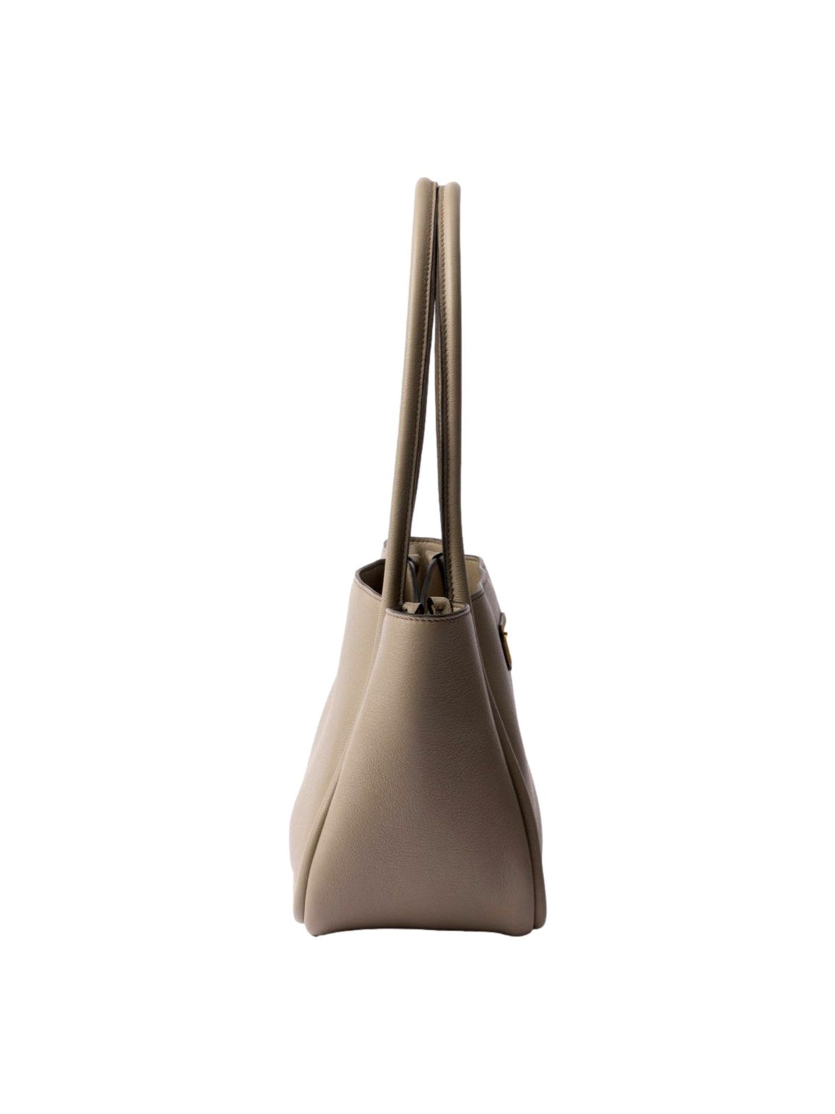 Prada Soft Grain Leather Argilla Gray Small Shopping Shoulder Tote