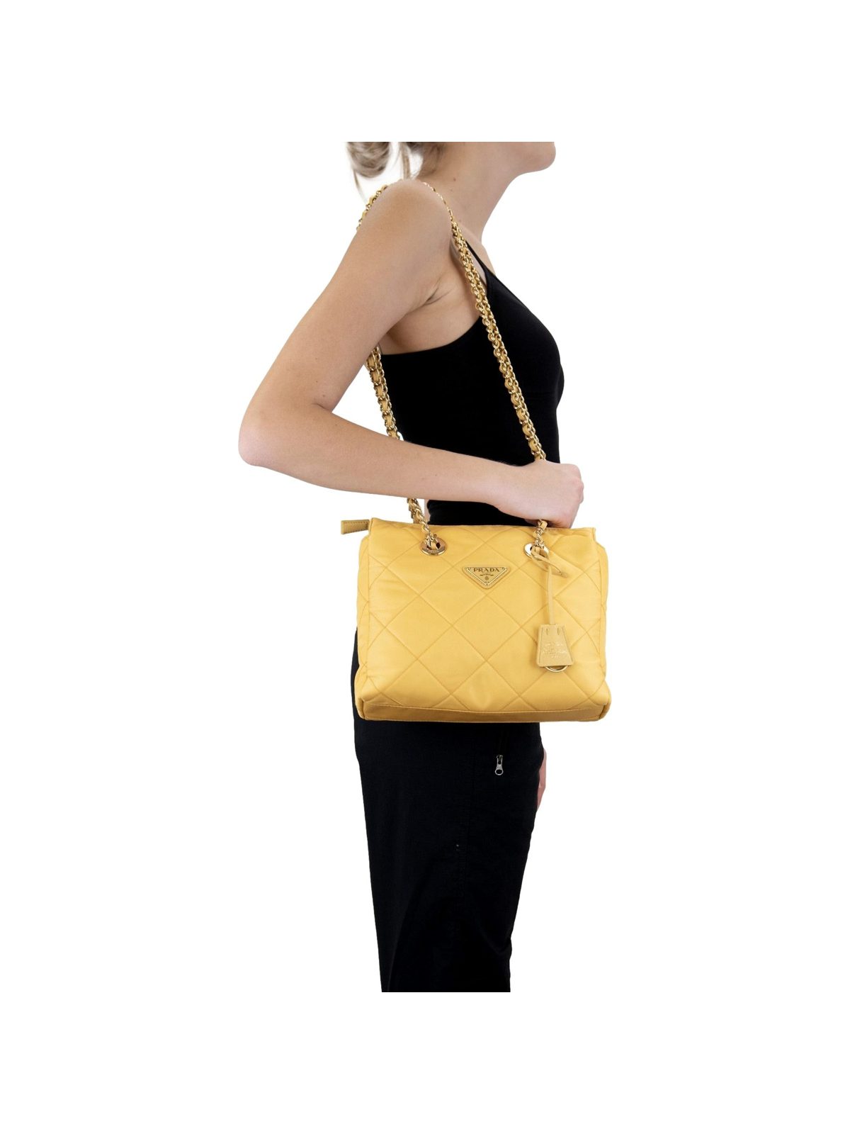 Prada Re-Edition Maize Yellow 1995 Chaîne Re-Nylon Tote Bag