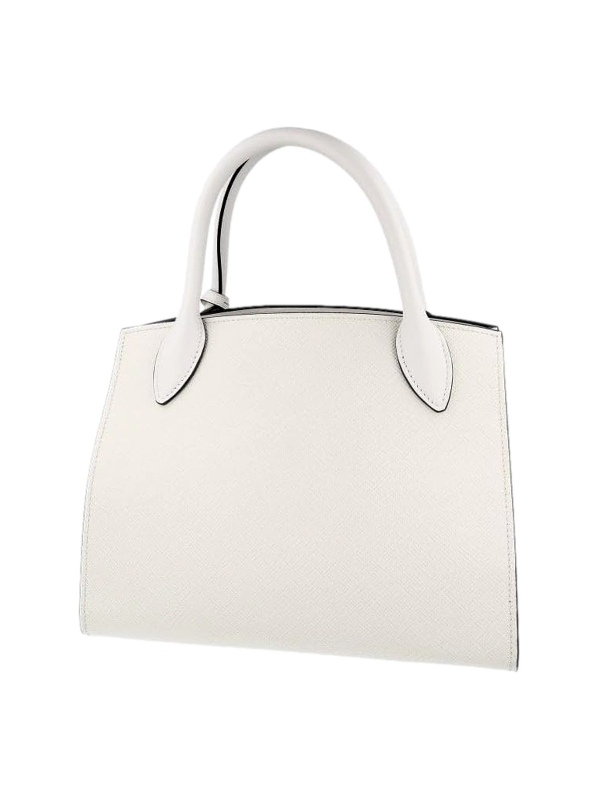 Prada Saffiano Leather Monochrome Bianco White Top Handle Handbag