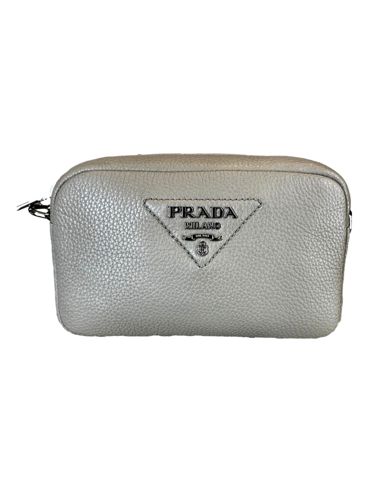 Prada Vitello Daino Leather Sabbia Beige Web Strap Camera Crossbody