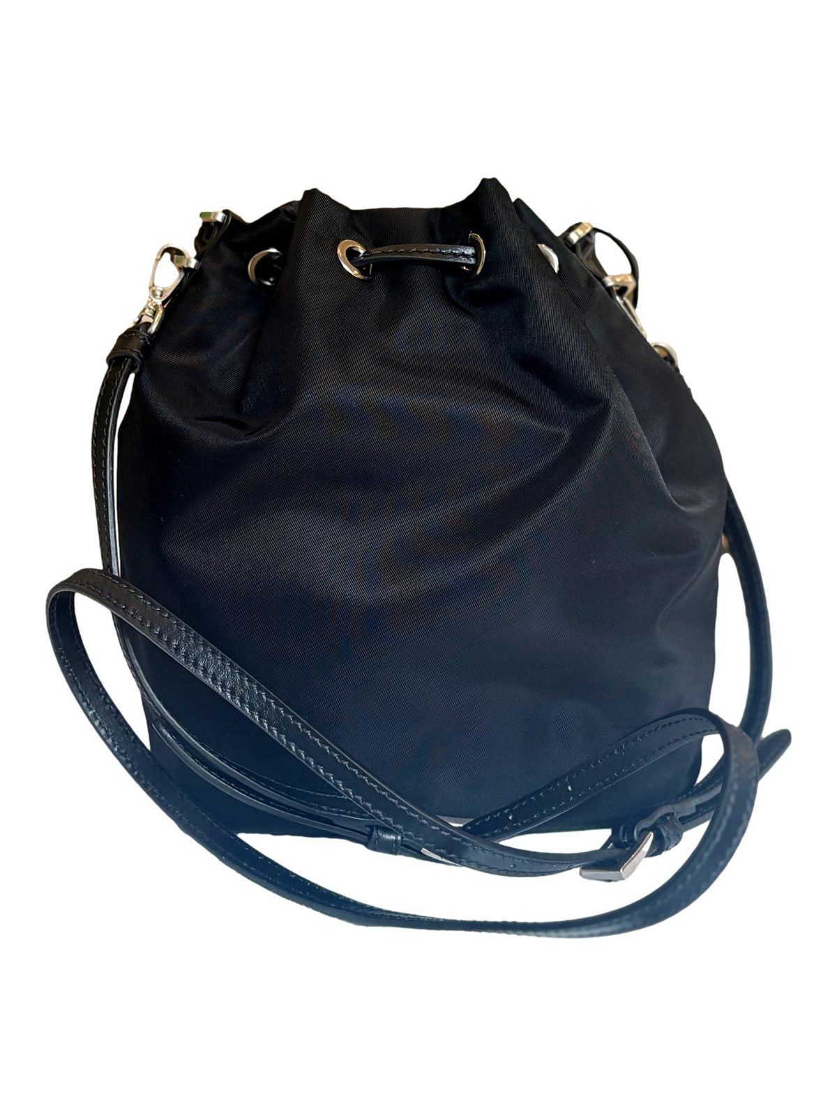 Prada Re-Nylon Black Tassel Drawstring Bucket Bag