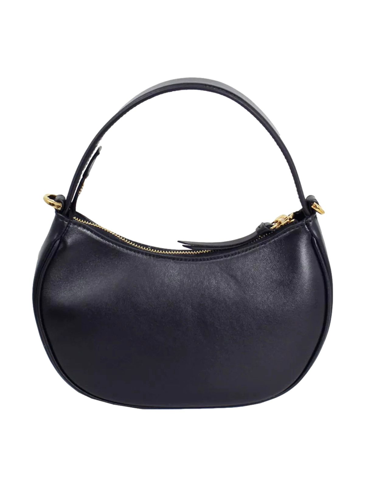 Versace La Medusa Half Moon Hobo Shoulder Crossbody Bag Black Leather