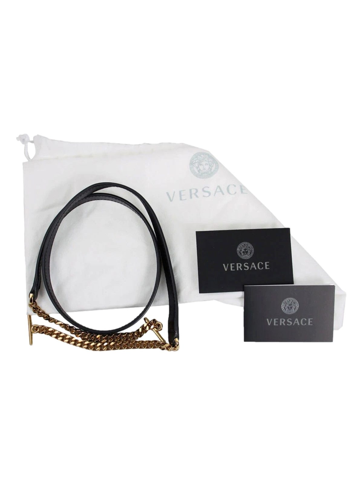 Versace La Medusa Half Moon Hobo Shoulder Crossbody Bag Black Leather