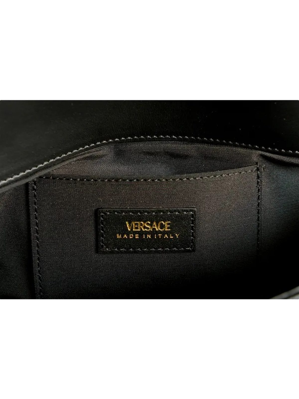 Versace La Medusa Quilted Black Calfskin Leather Crossbody Bag Gold Chain