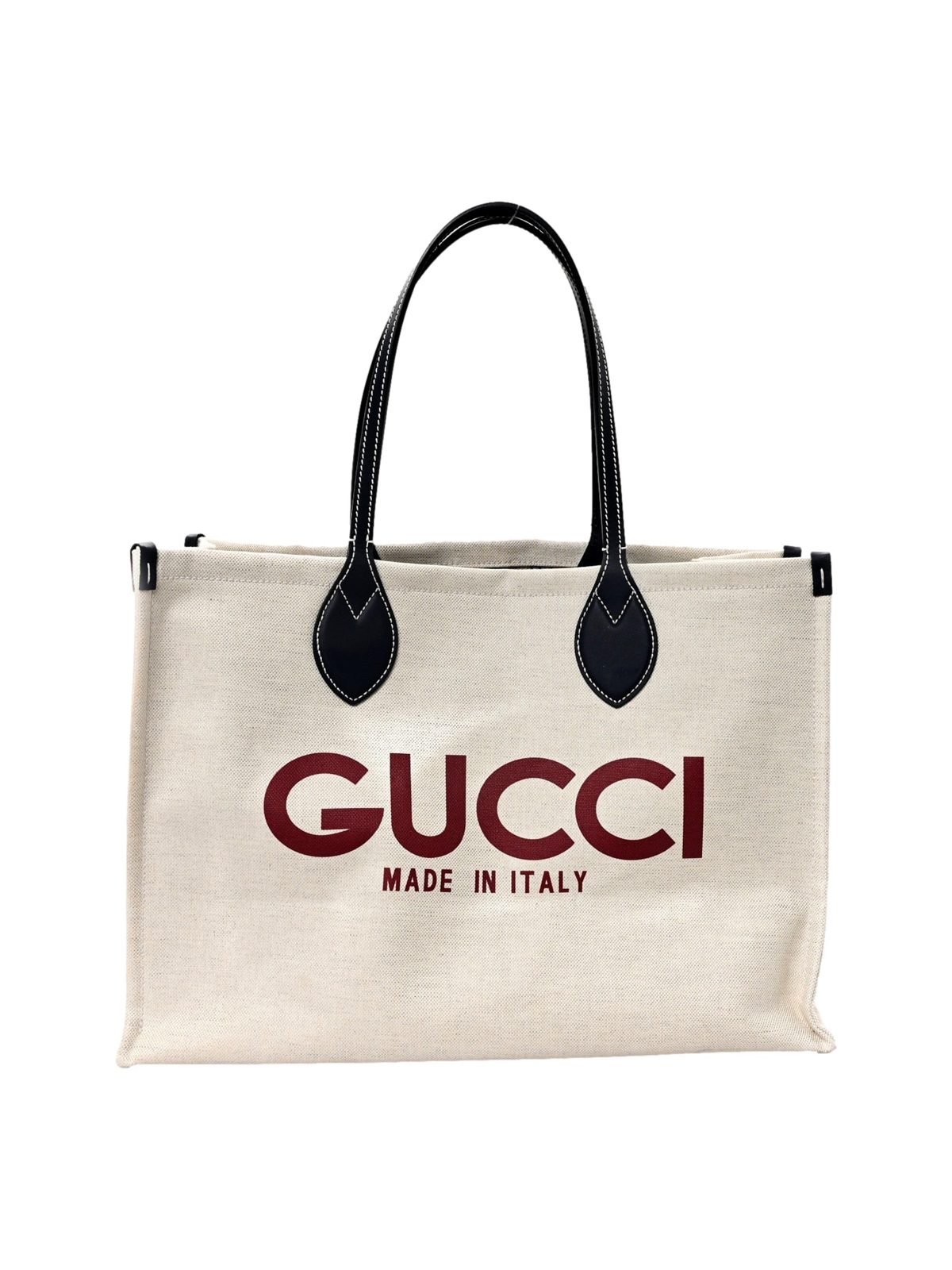 Gucci Logo Print Large Tote Bag Beige GG Supreme Canvas