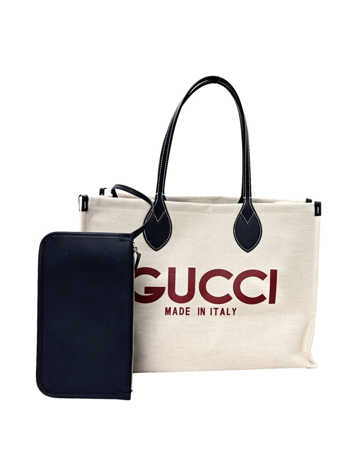 Gucci Logo Print Large Tote Bag Beige GG Supreme Canvas