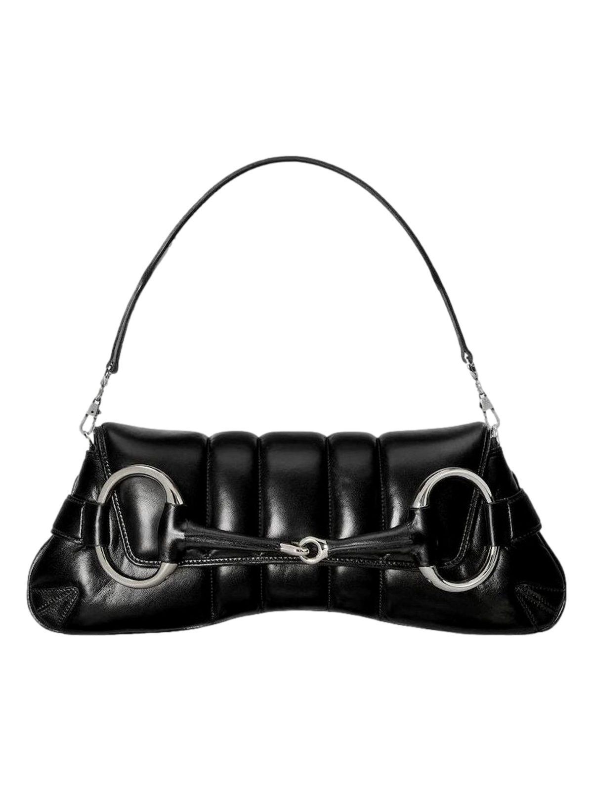 Gucci Horsebit Vertical Quilted Leather Medium Shoulder Bag Black
