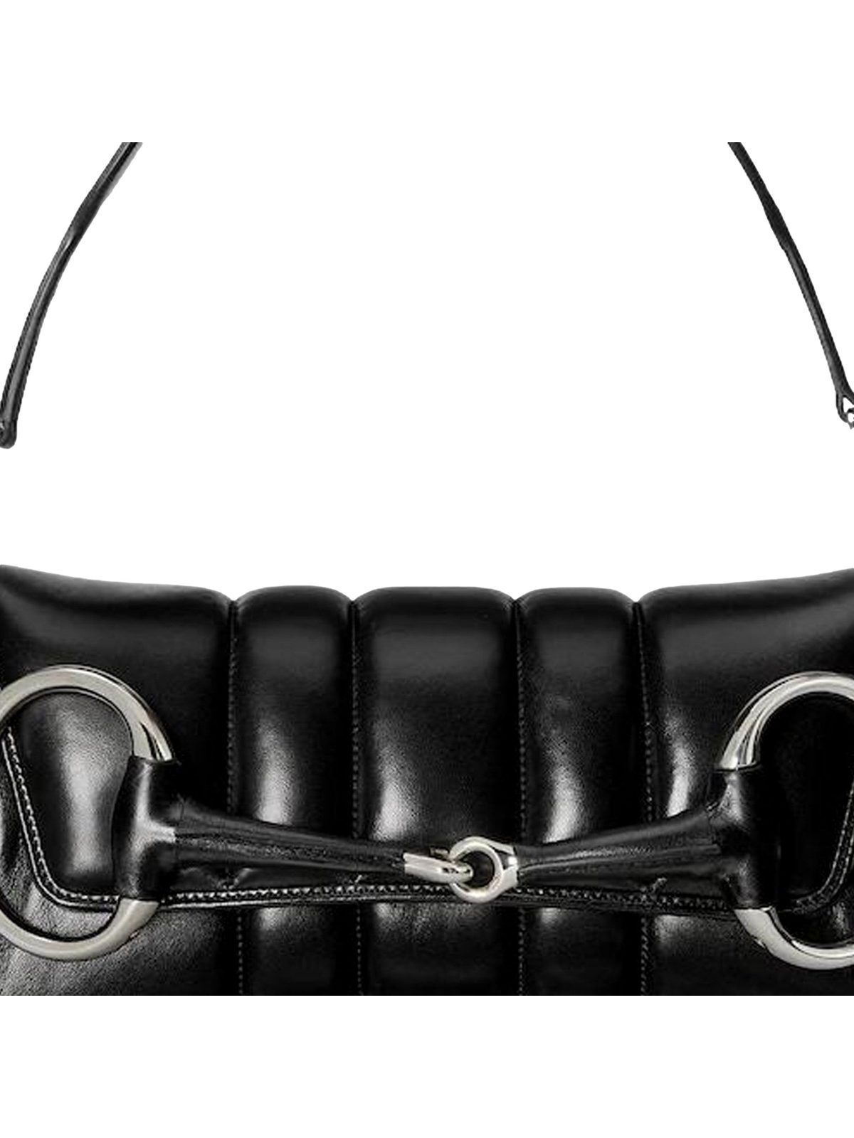 Gucci Horsebit Vertical Quilted Leather Medium Shoulder Bag Black