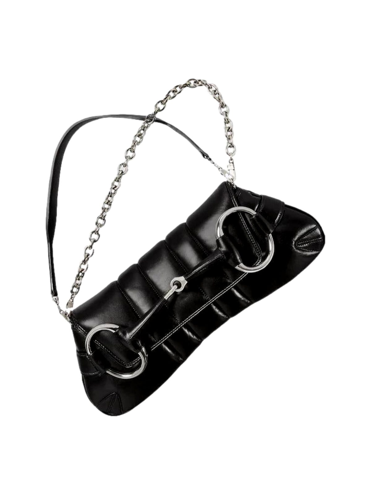 Gucci Horsebit Vertical Quilted Leather Medium Shoulder Bag Black