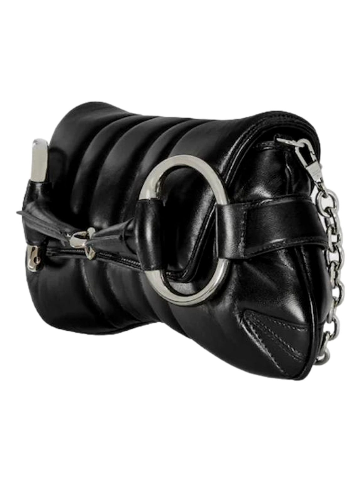 Gucci Horsebit Vertical Quilted Leather Medium Shoulder Bag Black