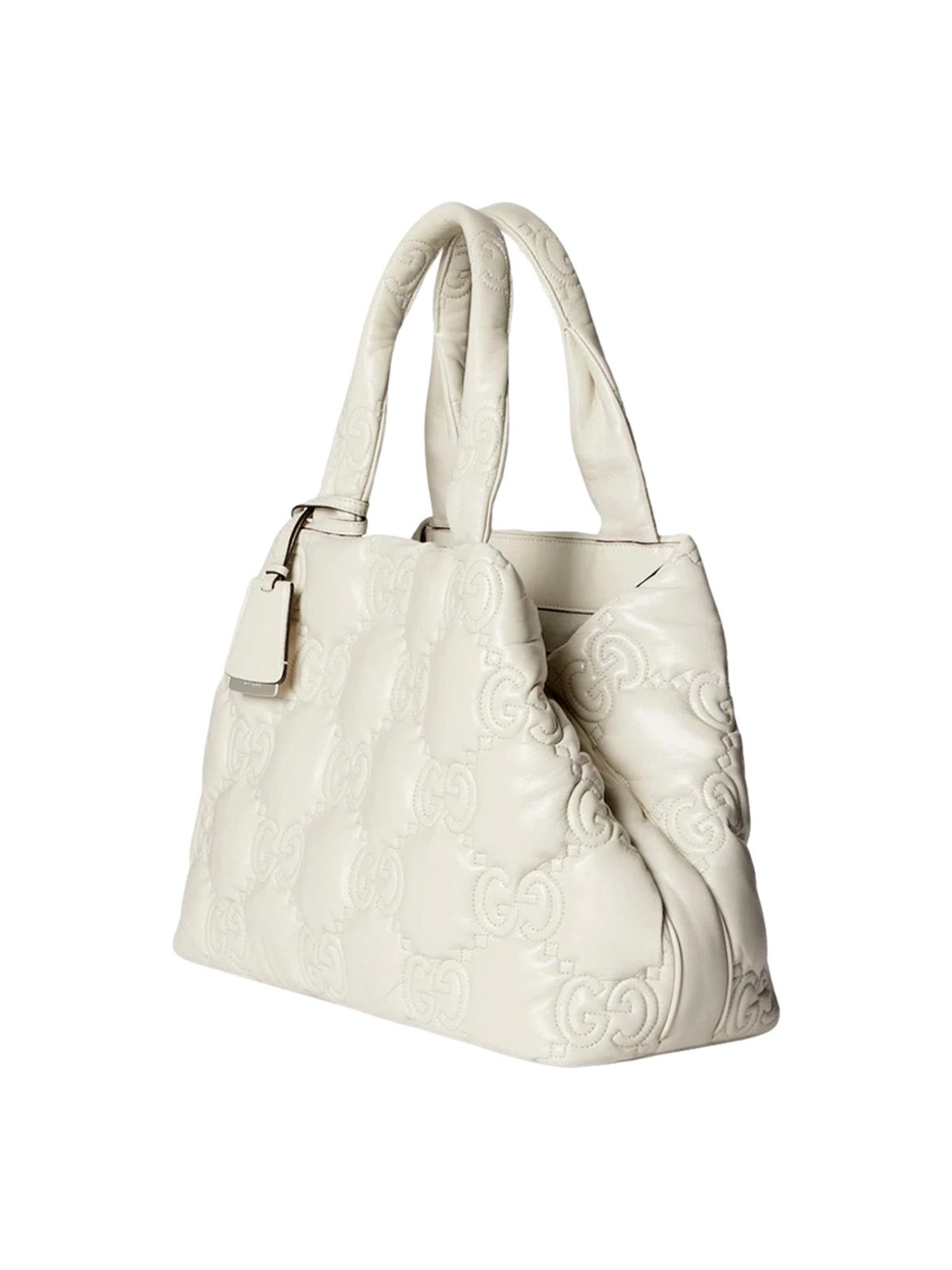 Gucci GG Guccissima Matelassé Leather Cream White Tote Bag