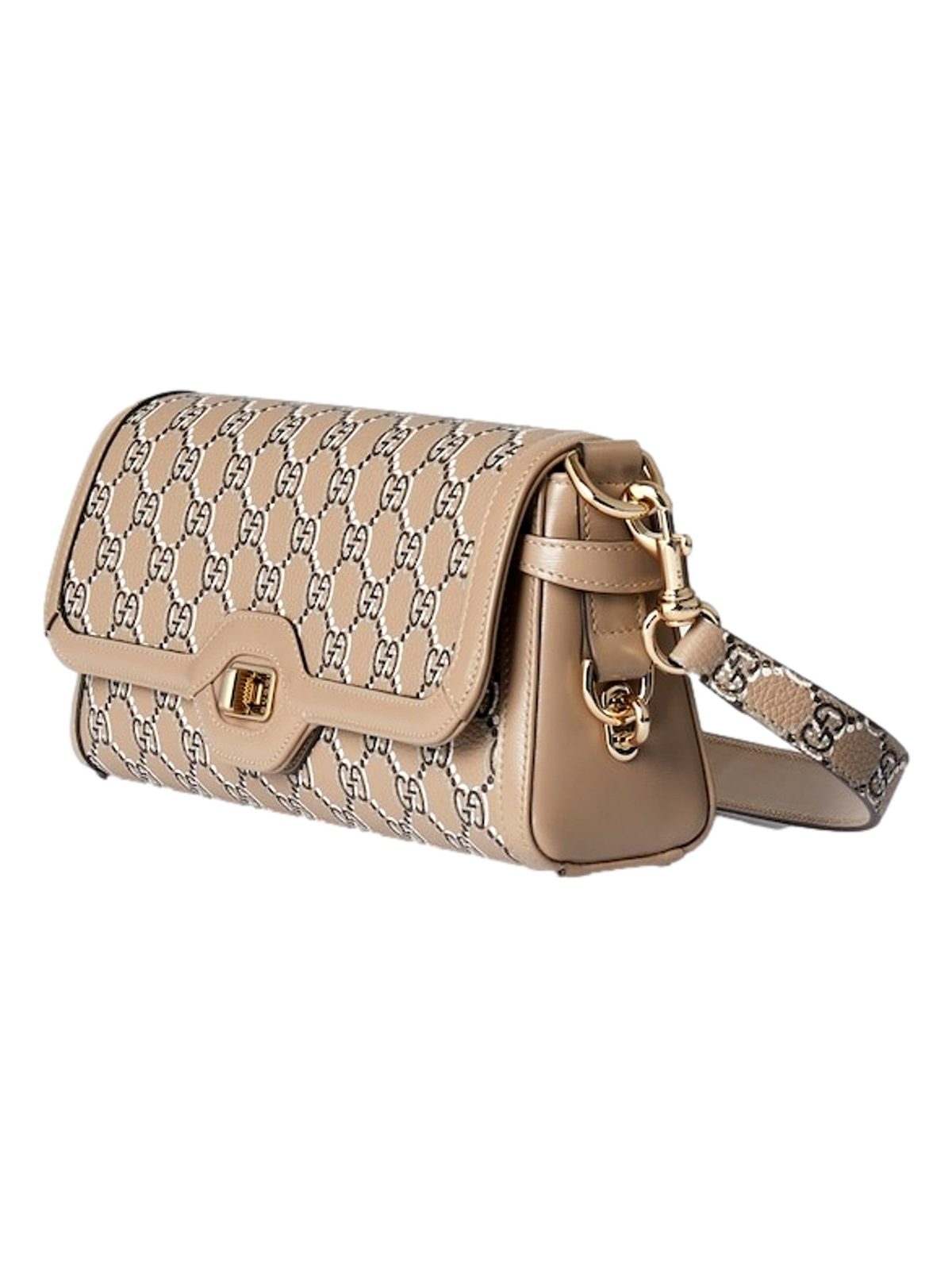 Gucci Luce Optical Printed GG Leather Beige Shoulder Bag