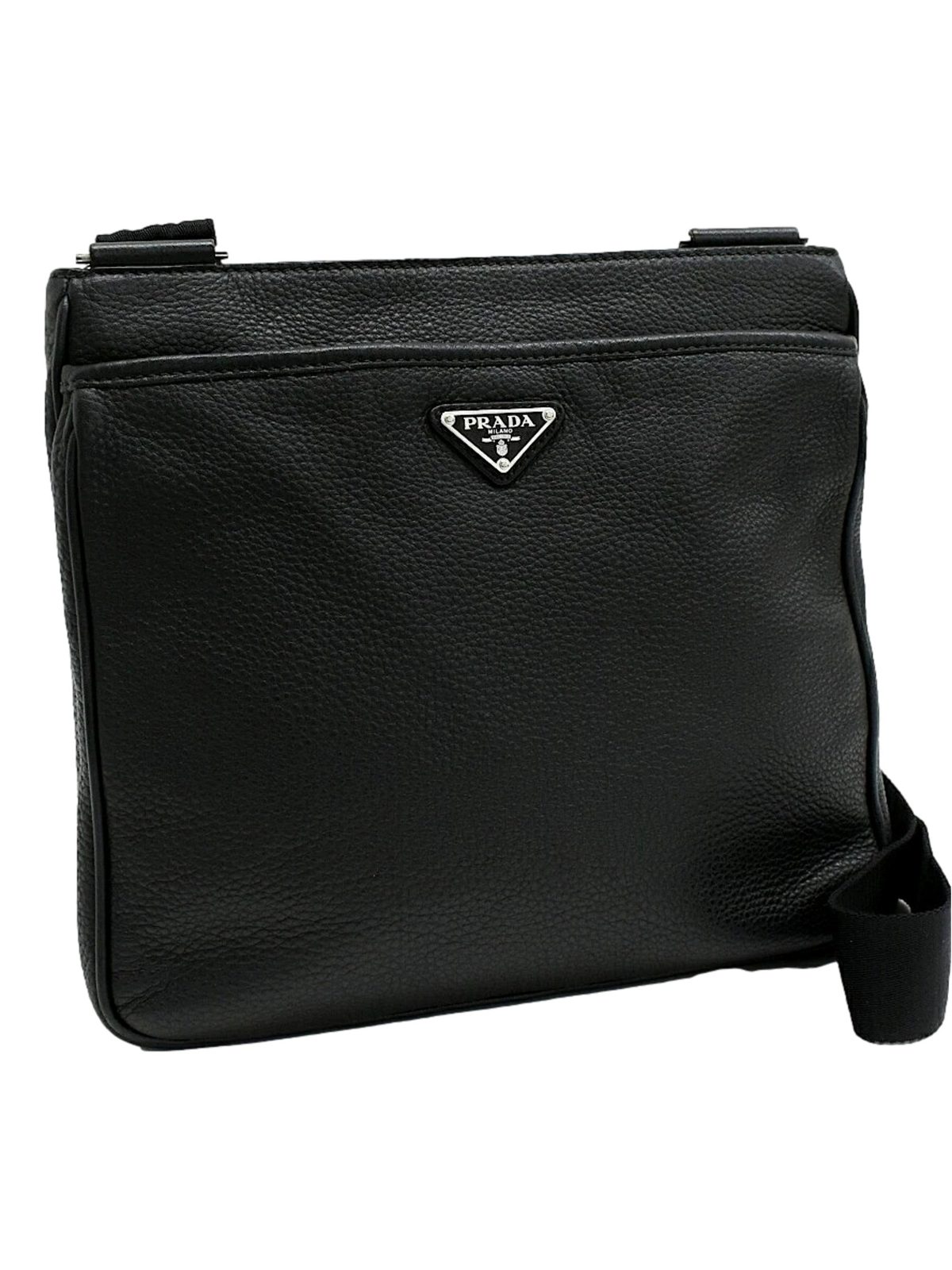 Prada City Vitello Leather Black Messenger Crossbody Bag
