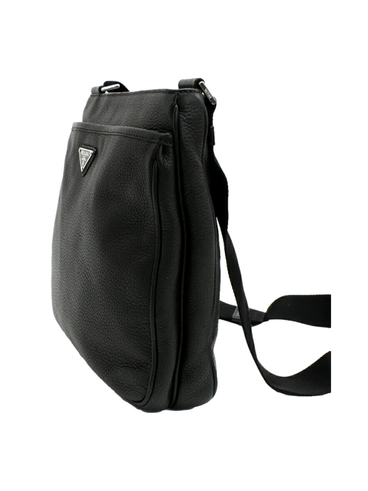 Prada City Vitello Leather Black Messenger Crossbody Bag