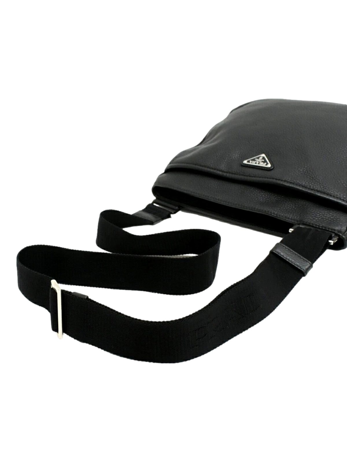 Prada City Vitello Leather Black Messenger Crossbody Bag