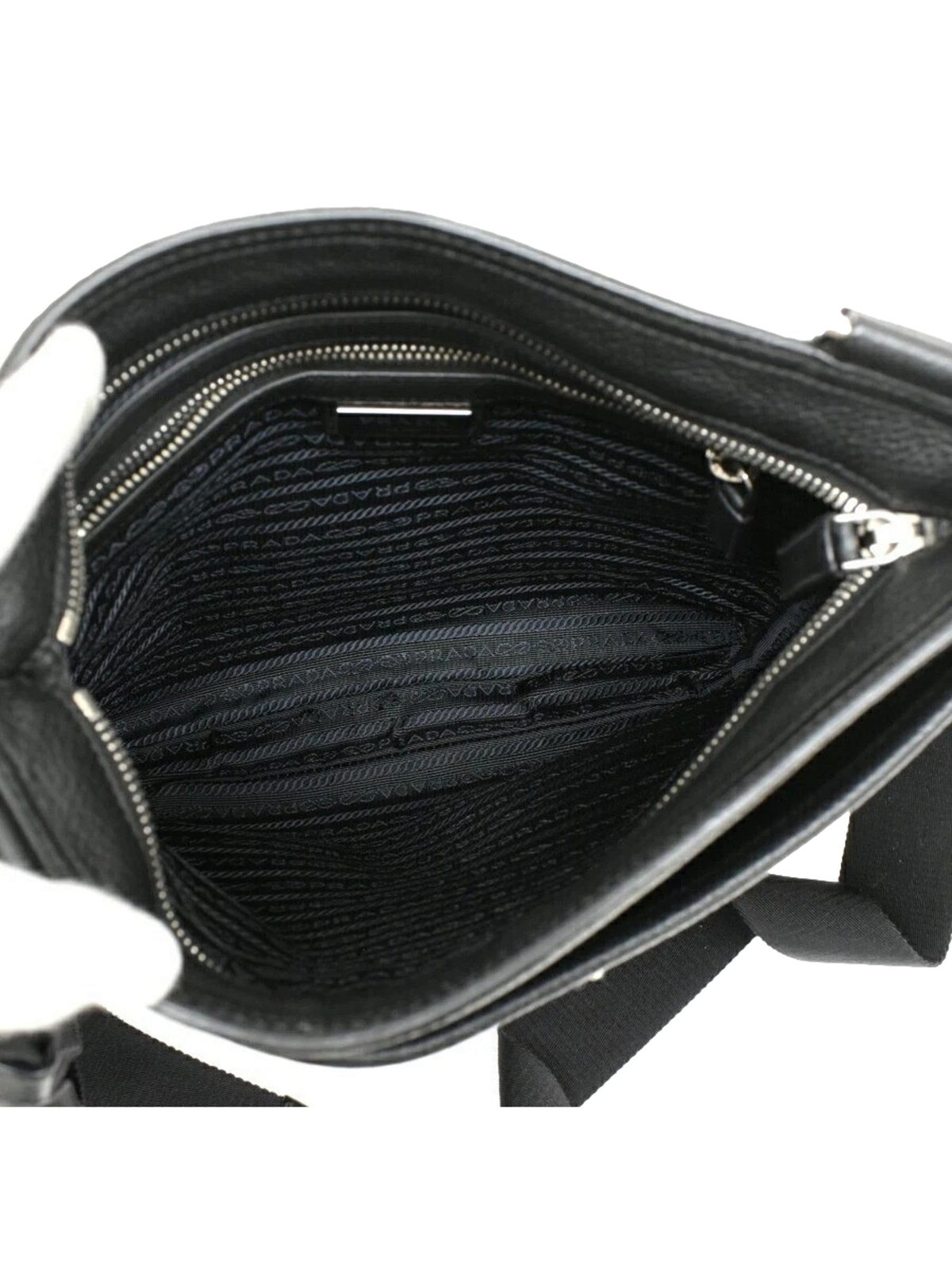 Prada City Vitello Leather Black Messenger Crossbody Bag