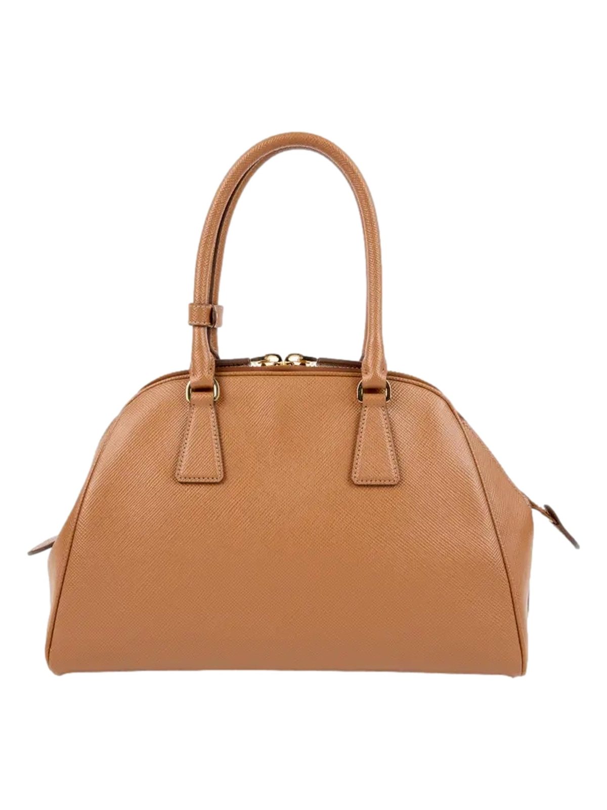 Prada Saffiano Soft Calfskin Top Handle Handbag Medium Caramel Brown