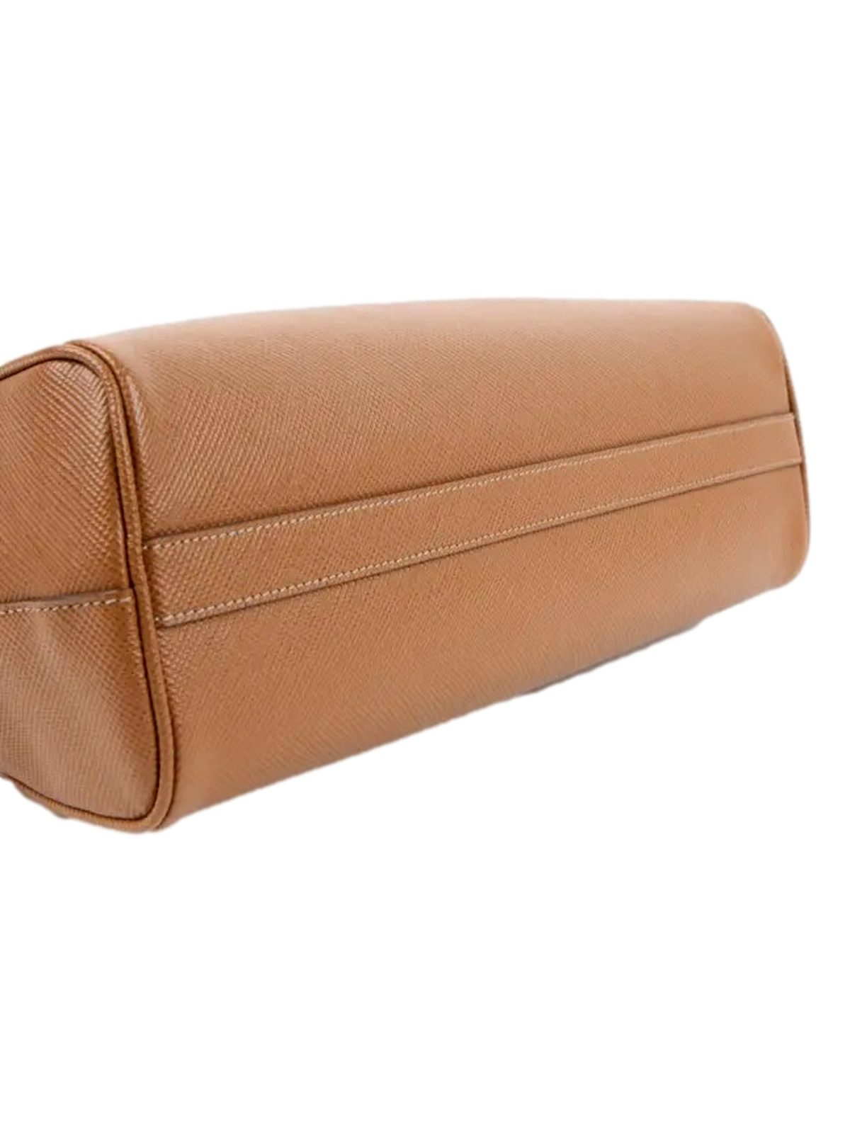 Prada Saffiano Soft Calfskin Top Handle Handbag Medium Caramel Brown