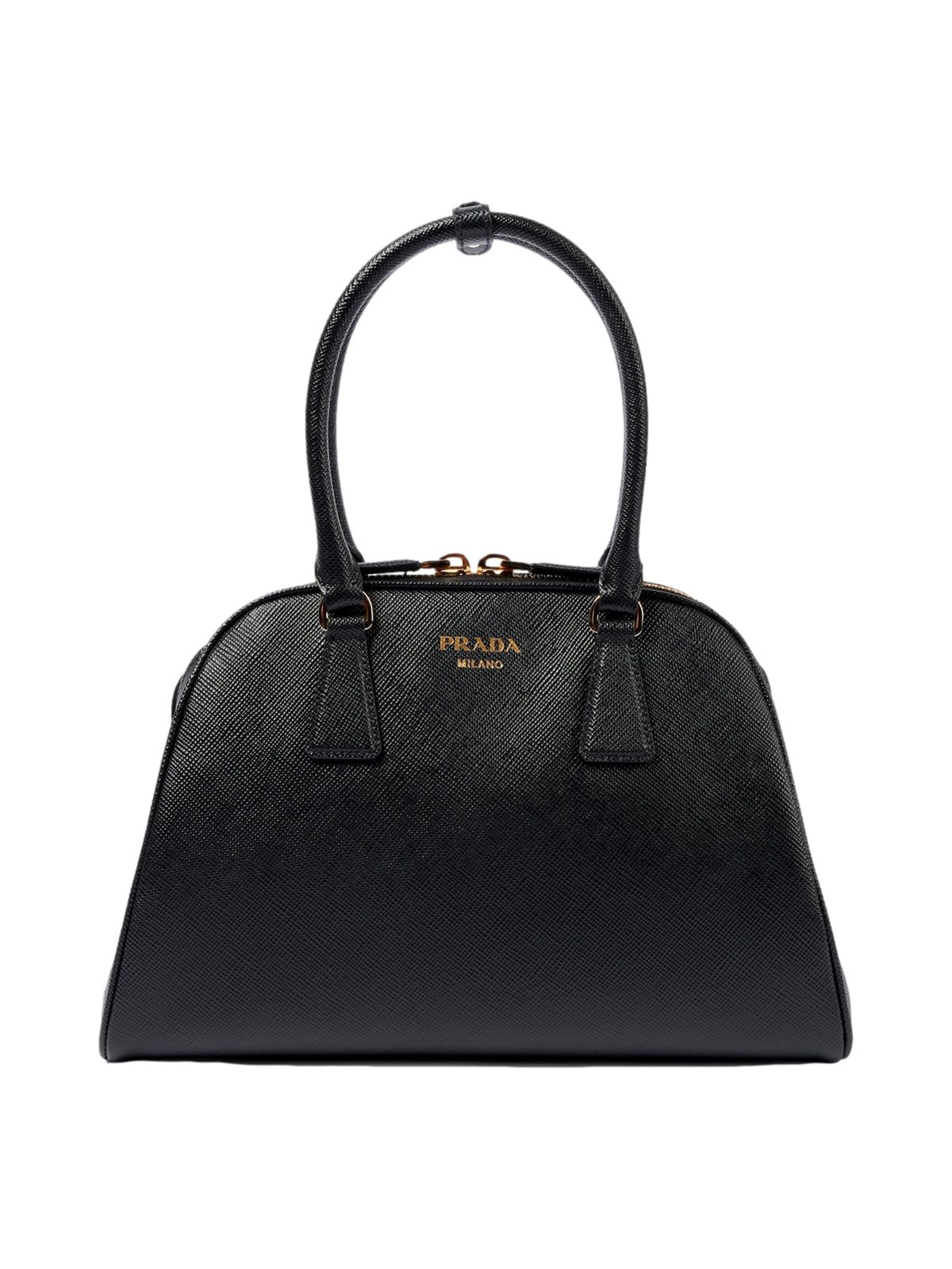 Prada Saffiano Soft Calfskin Top Handle Handbag Medium Nero Black