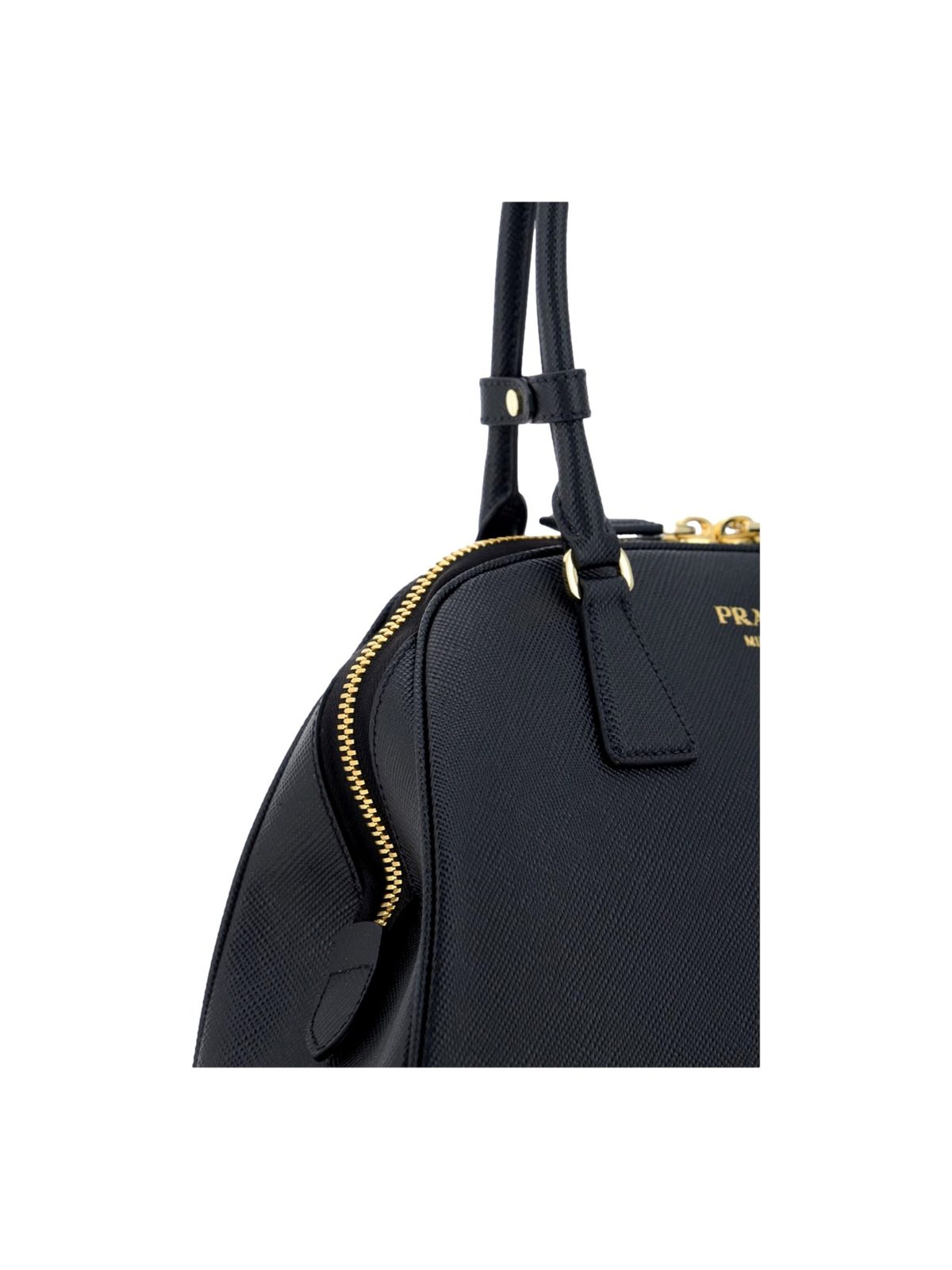 Prada Saffiano Soft Calfskin Top Handle Handbag Medium Nero Black