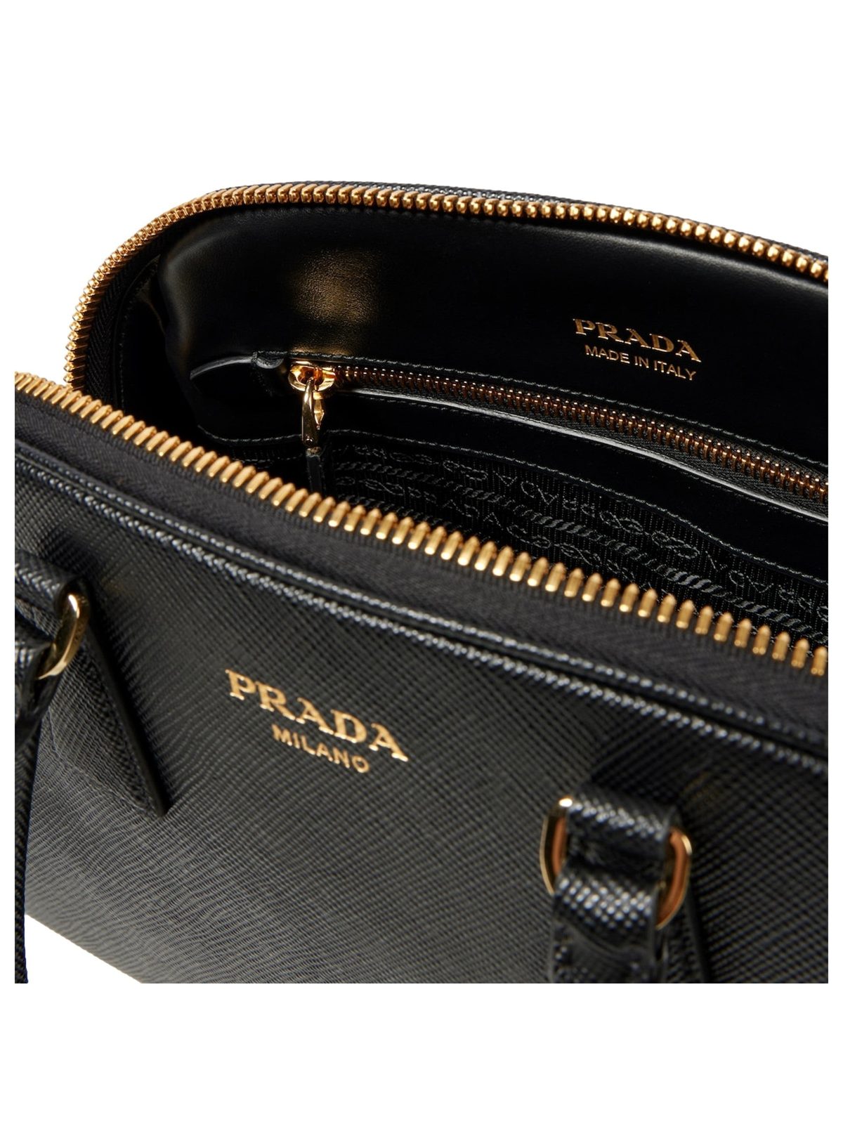 Prada Saffiano Soft Calfskin Top Handle Handbag Medium Nero Black