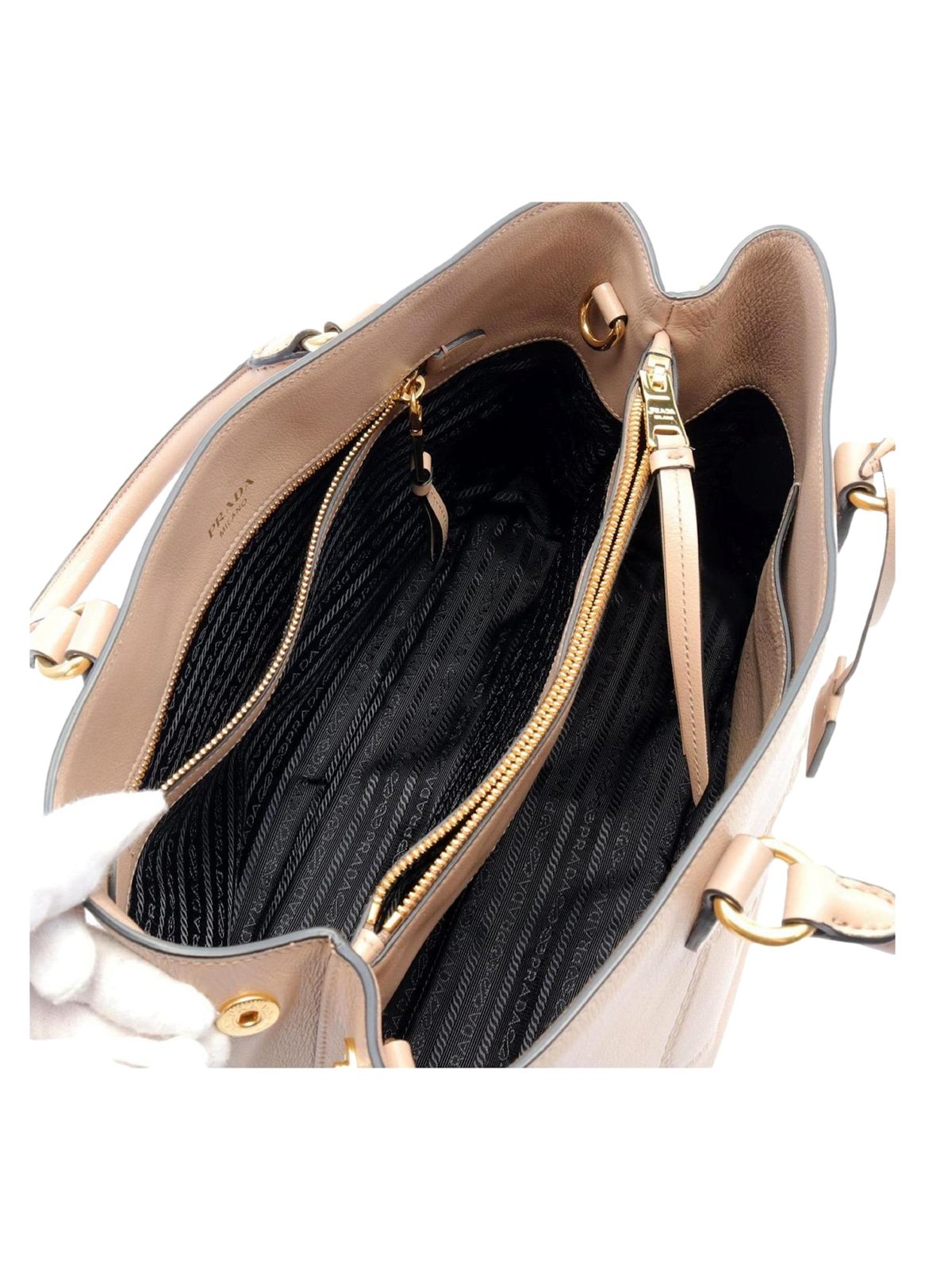Prada Cammeo Beige Soft Leather Shopper Tote Shoulder Bag