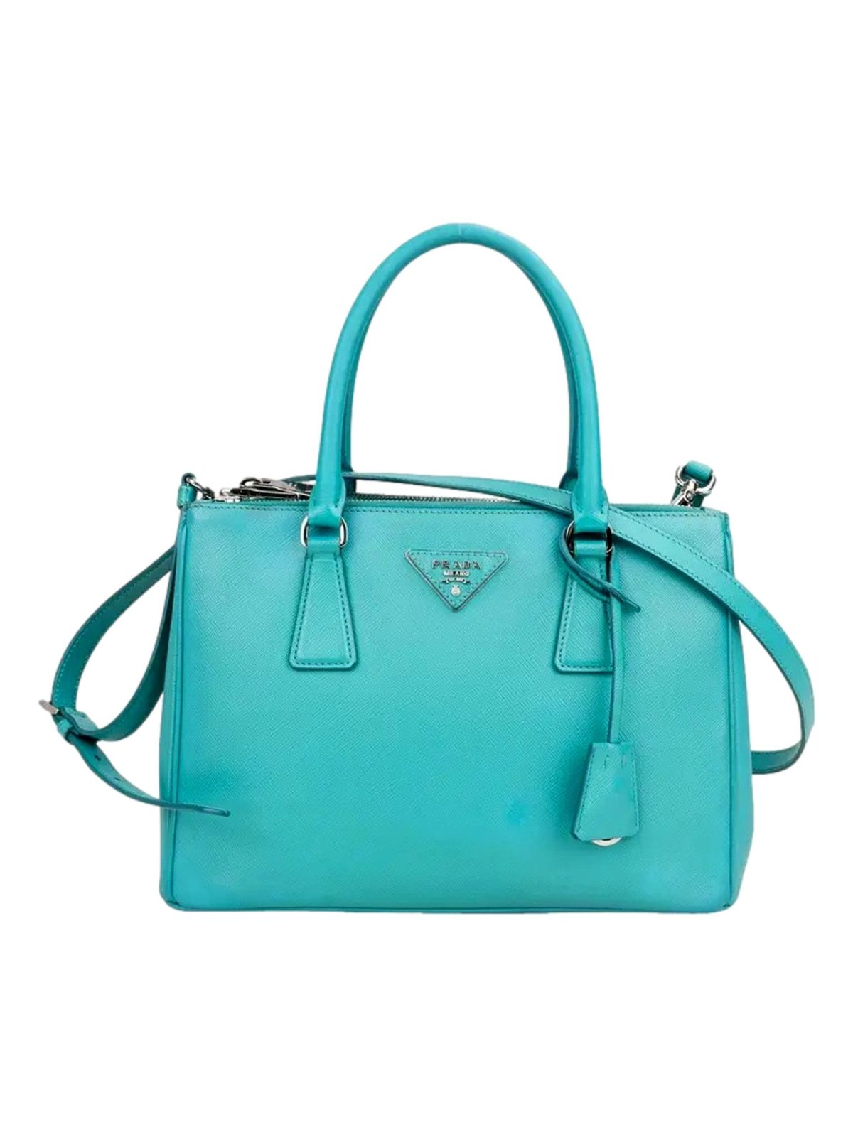 Prada Galleria Giada Teal Saffiano Lux Leather Small Tote Bag