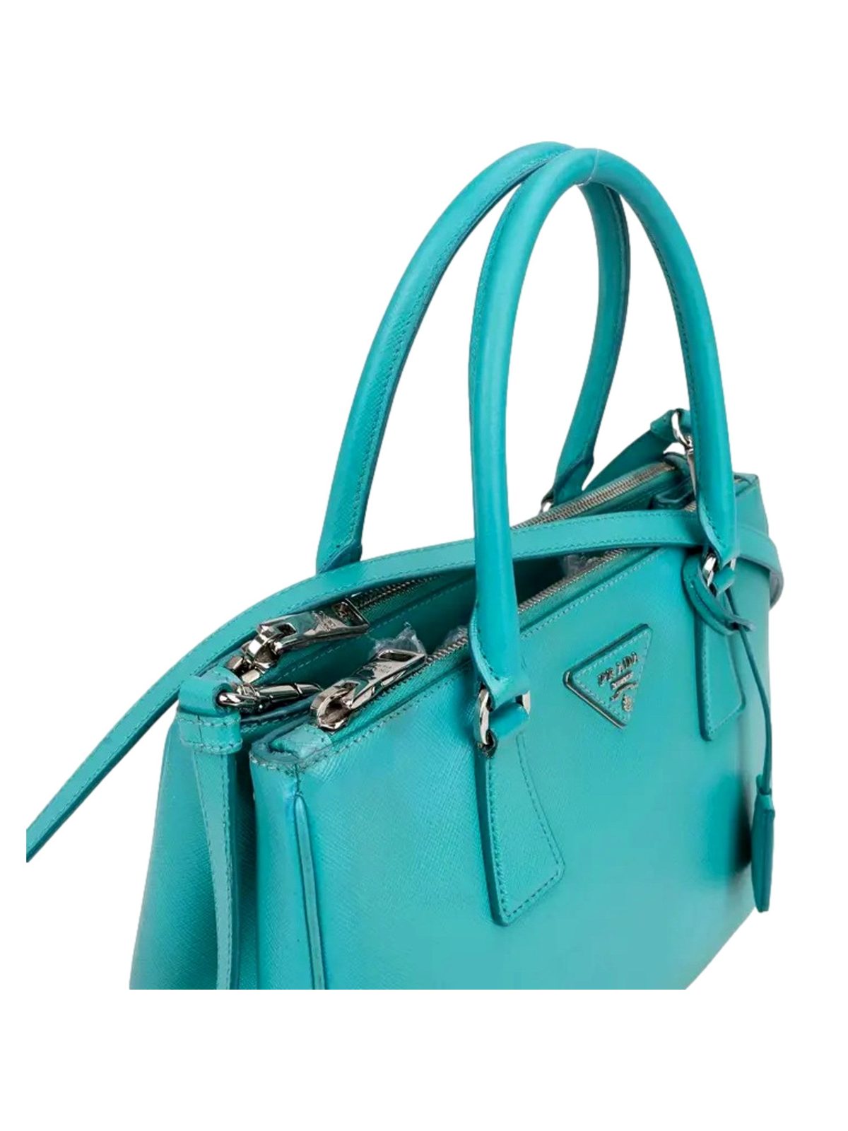 Prada Galleria Giada Teal Saffiano Lux Leather Small Tote Bag