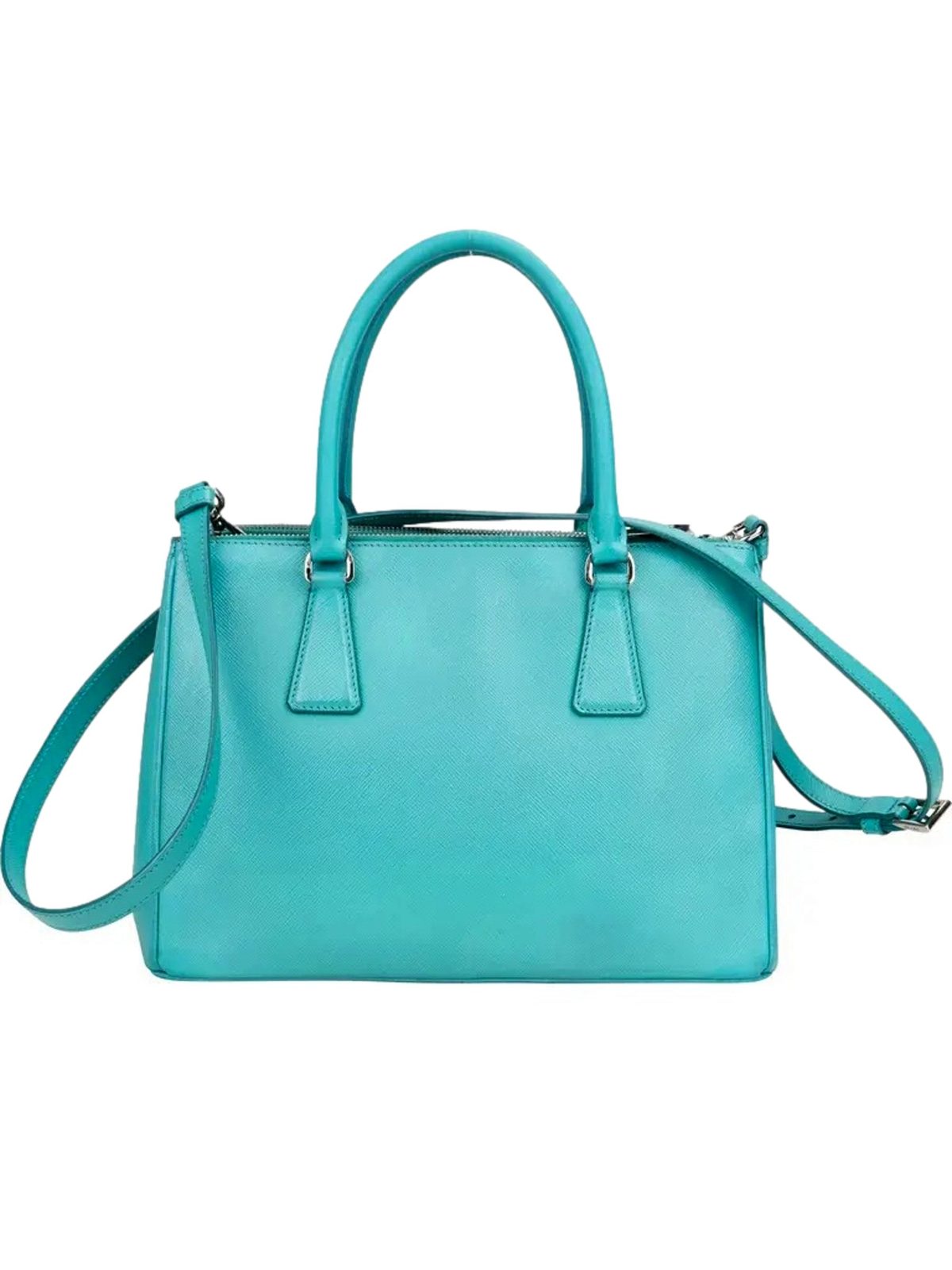Prada Galleria Giada Teal Saffiano Lux Leather Small Tote Bag