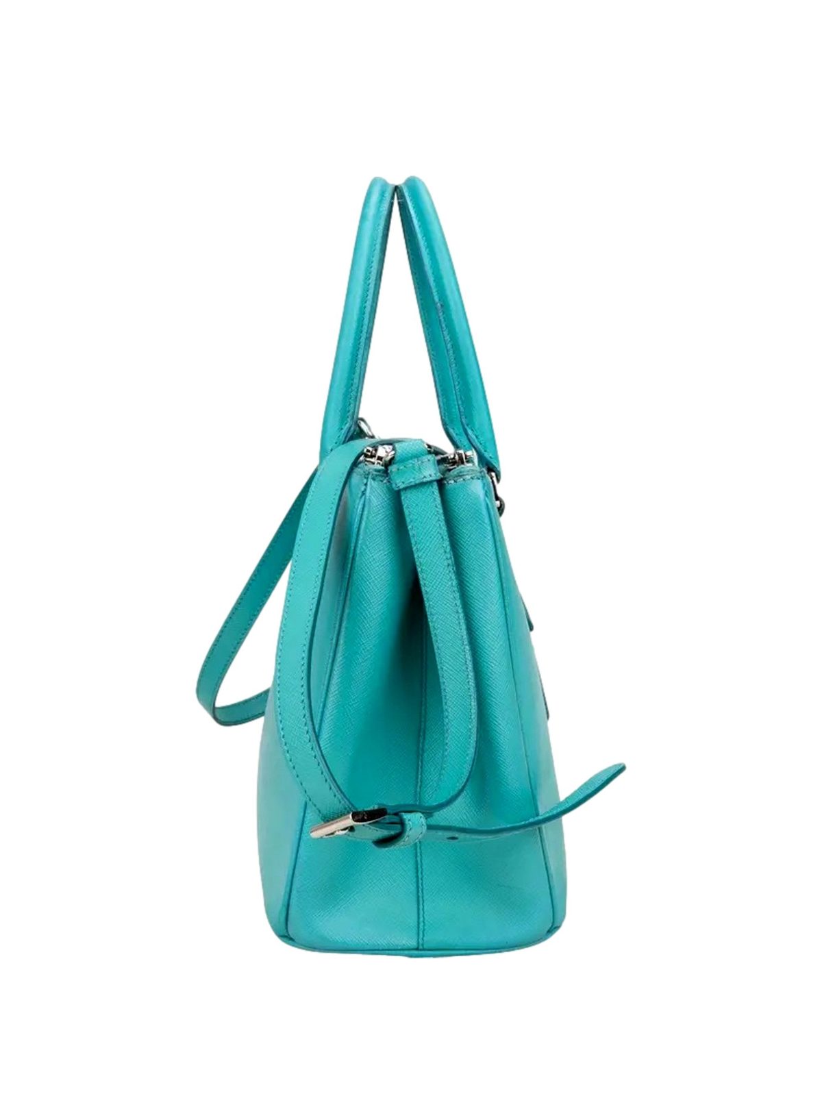 Prada Galleria Giada Teal Saffiano Lux Leather Small Tote Bag