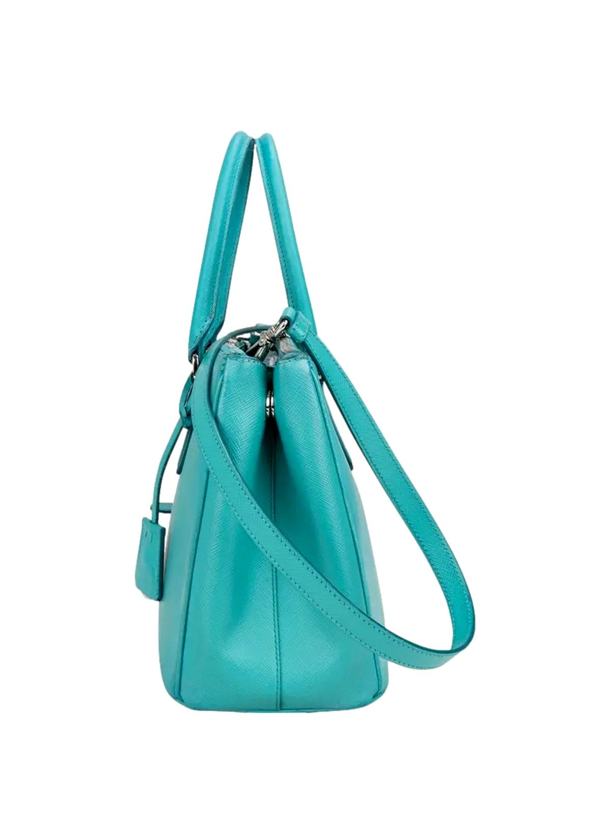Prada Galleria Giada Teal Saffiano Lux Leather Small Tote Bag