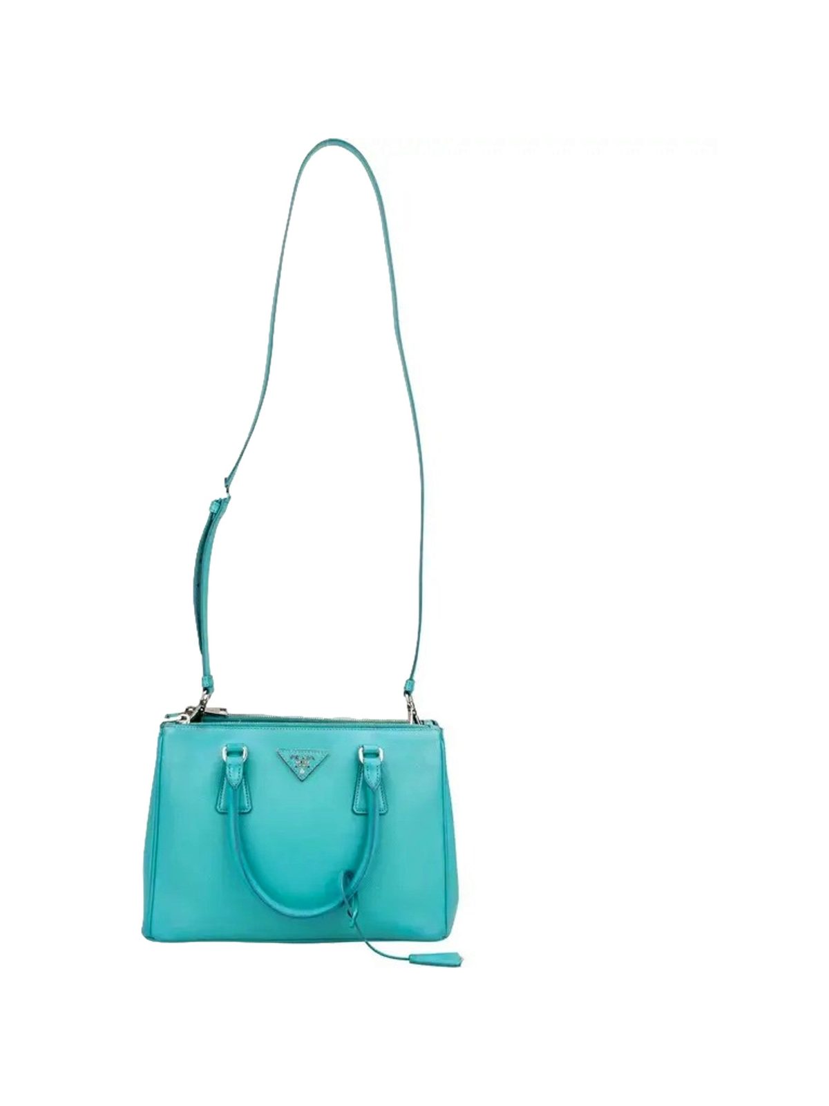 Prada Galleria Giada Teal Saffiano Lux Leather Small Tote Bag