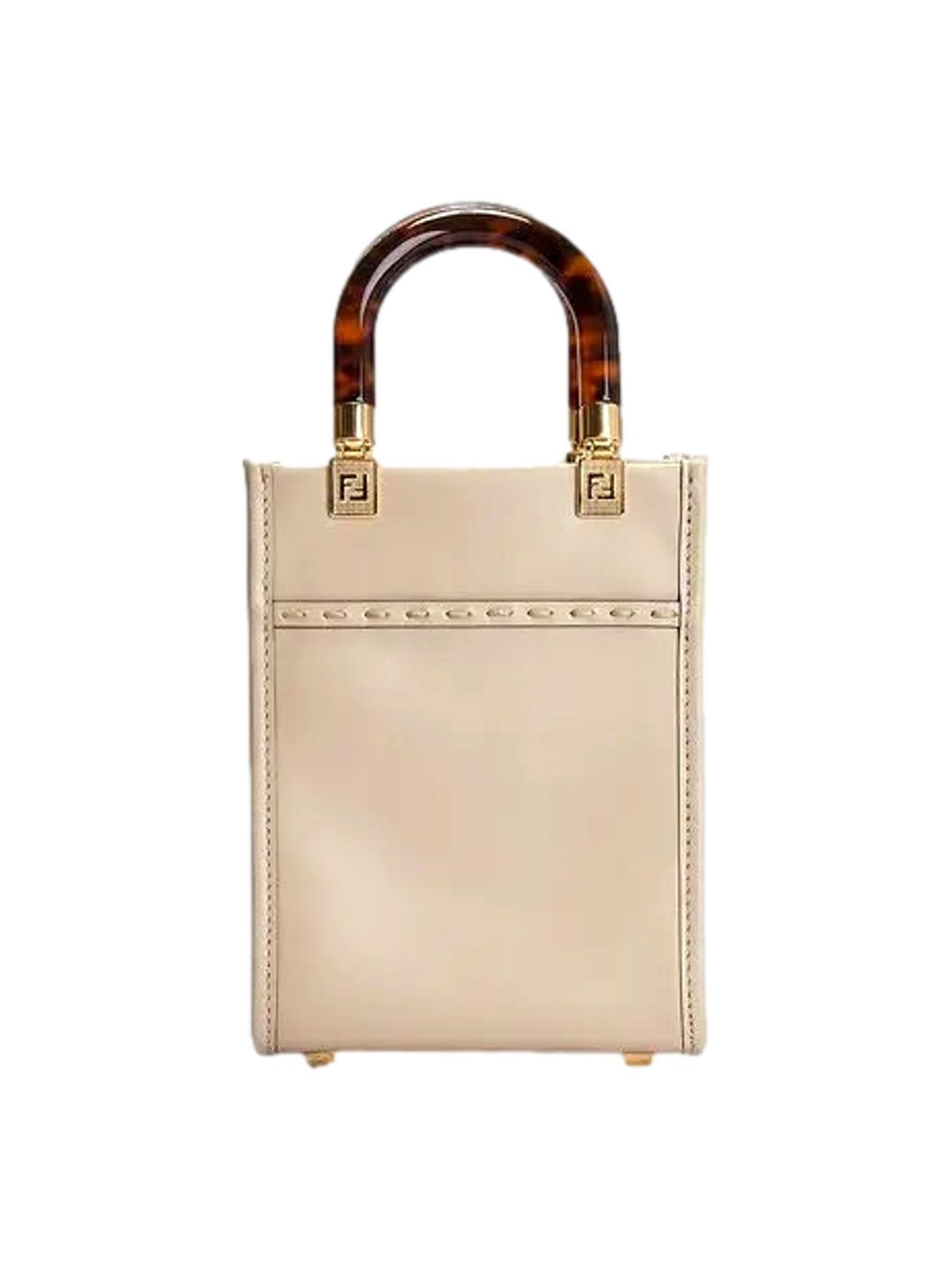 Fendi Mini Sunshine Shopper Tote Crossbody Nude Calfskin Snake Print