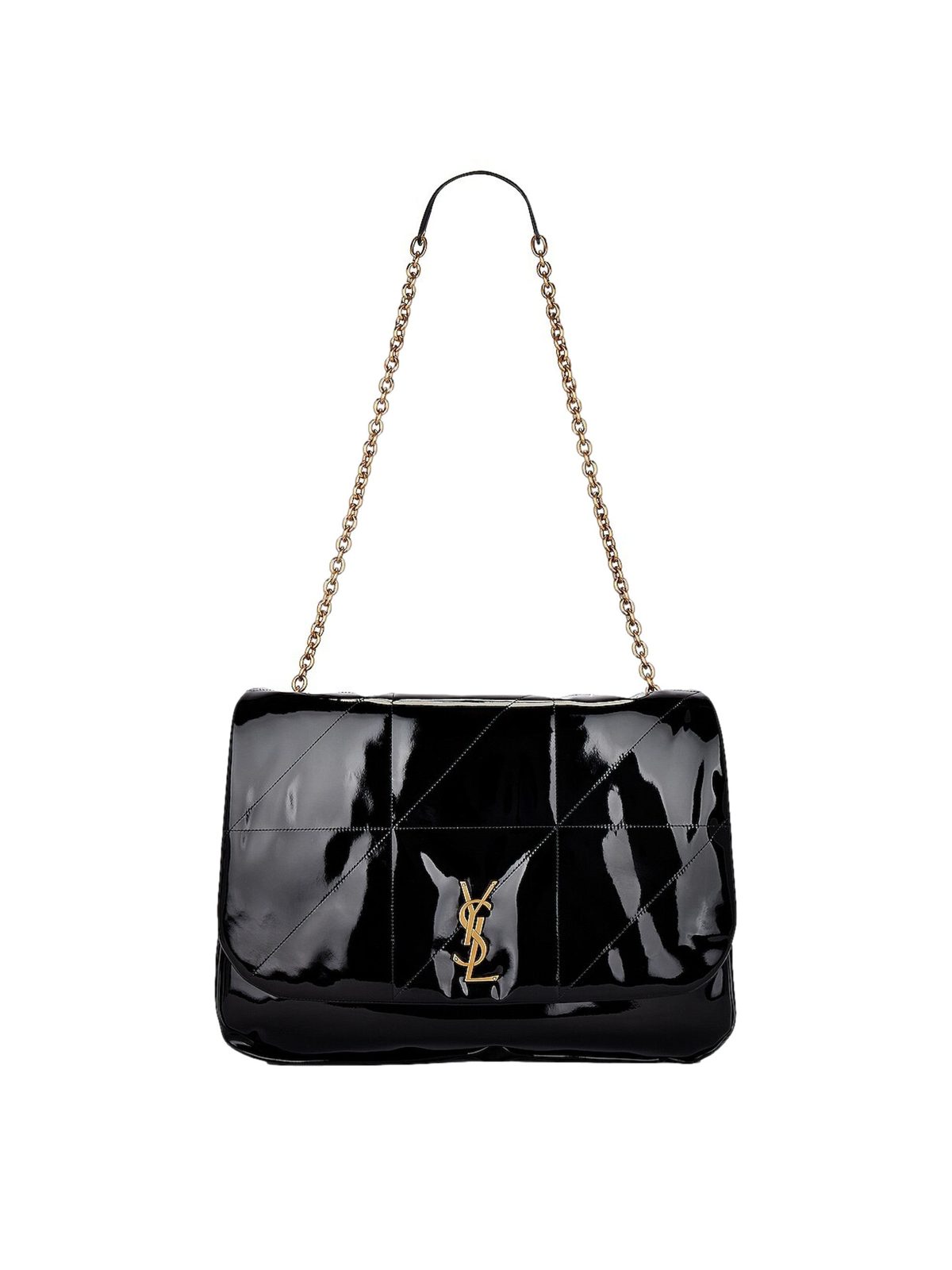Saint Laurent Jamie YSL Black Patent Leather Large Shoulder Bag