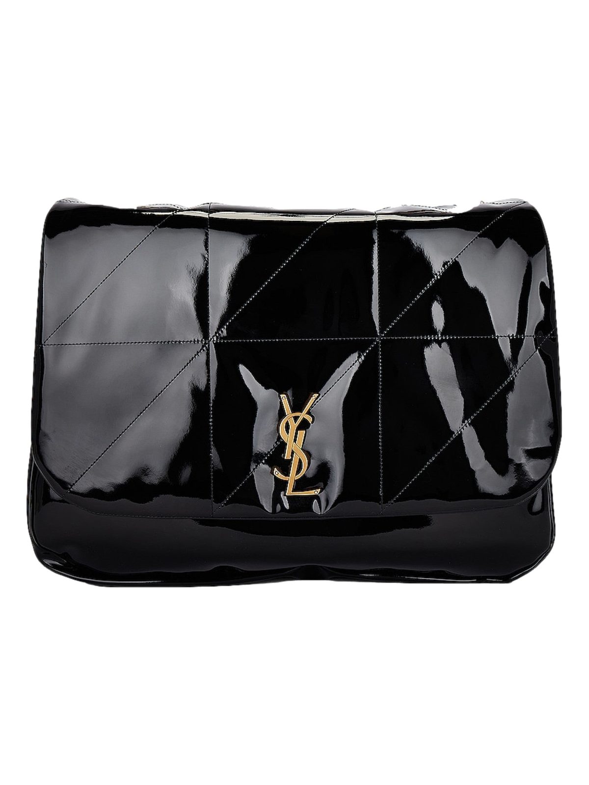 Saint Laurent Jamie YSL Black Patent Leather Large Shoulder Bag