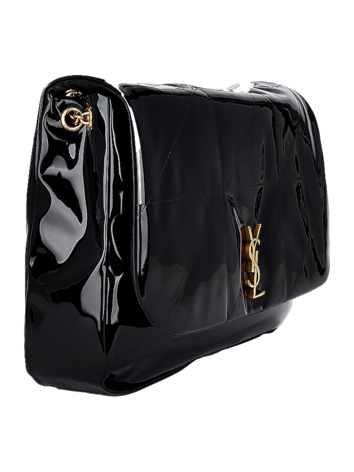 Saint Laurent Jamie YSL Black Patent Leather Large Shoulder Bag