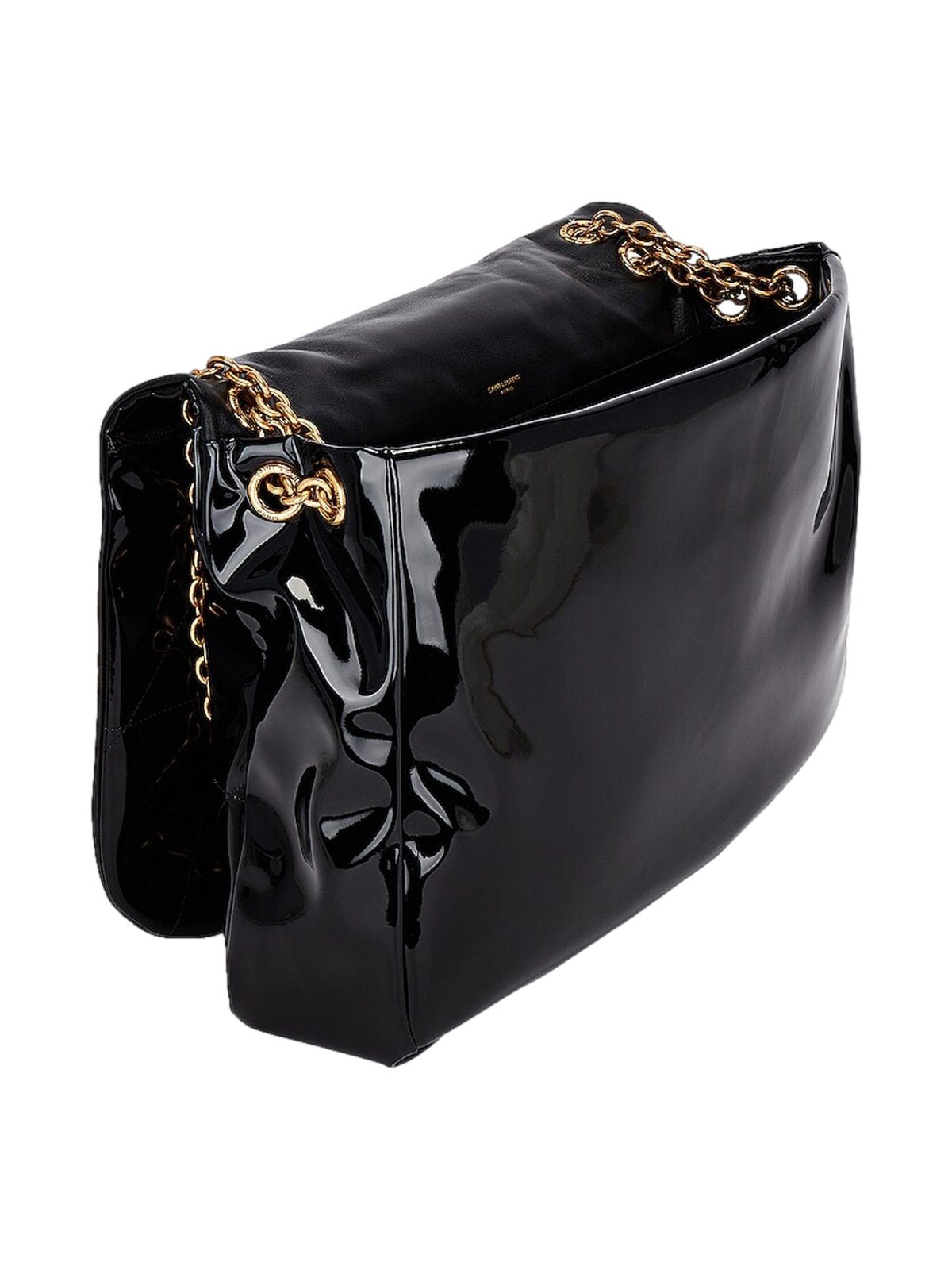 Saint Laurent Jamie YSL Black Patent Leather Large Shoulder Bag