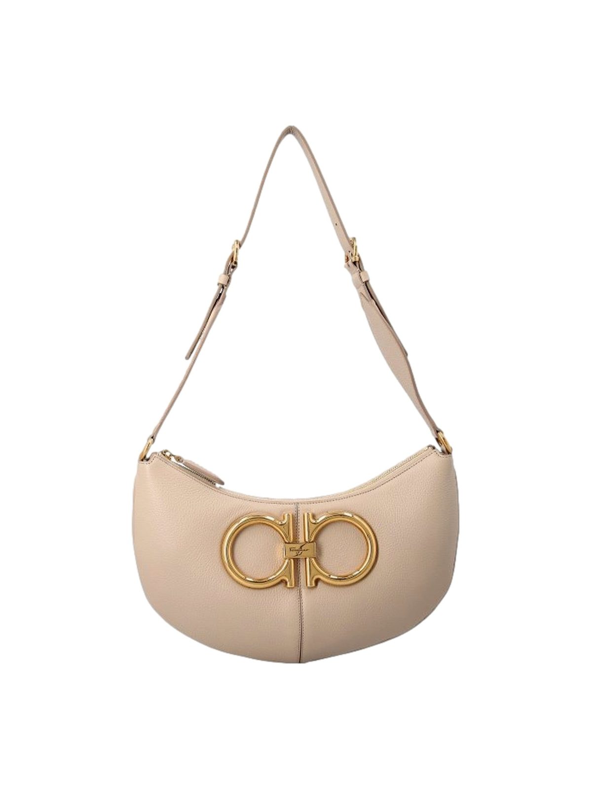 Ferragamo Gancio Vitello Daino Leather Maxi Hobo Bag Beige