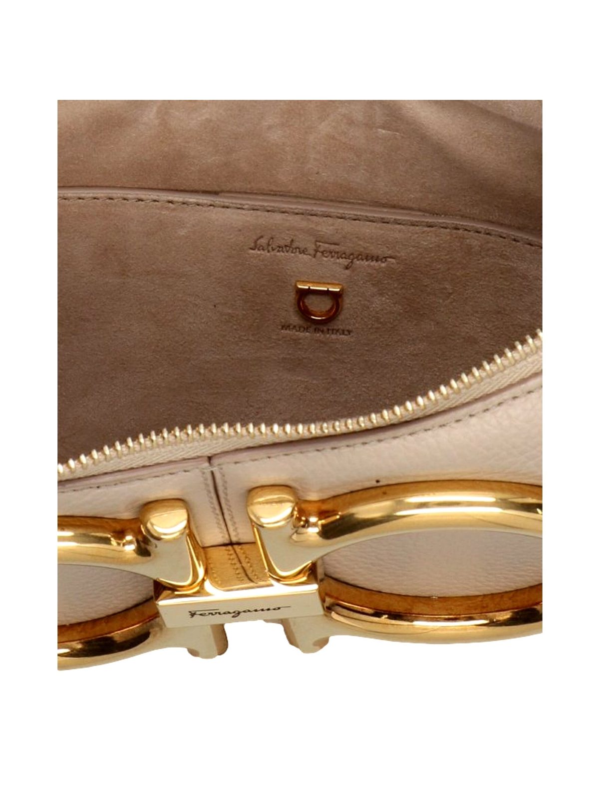 Ferragamo Gancio Vitello Daino Leather Maxi Hobo Bag Beige