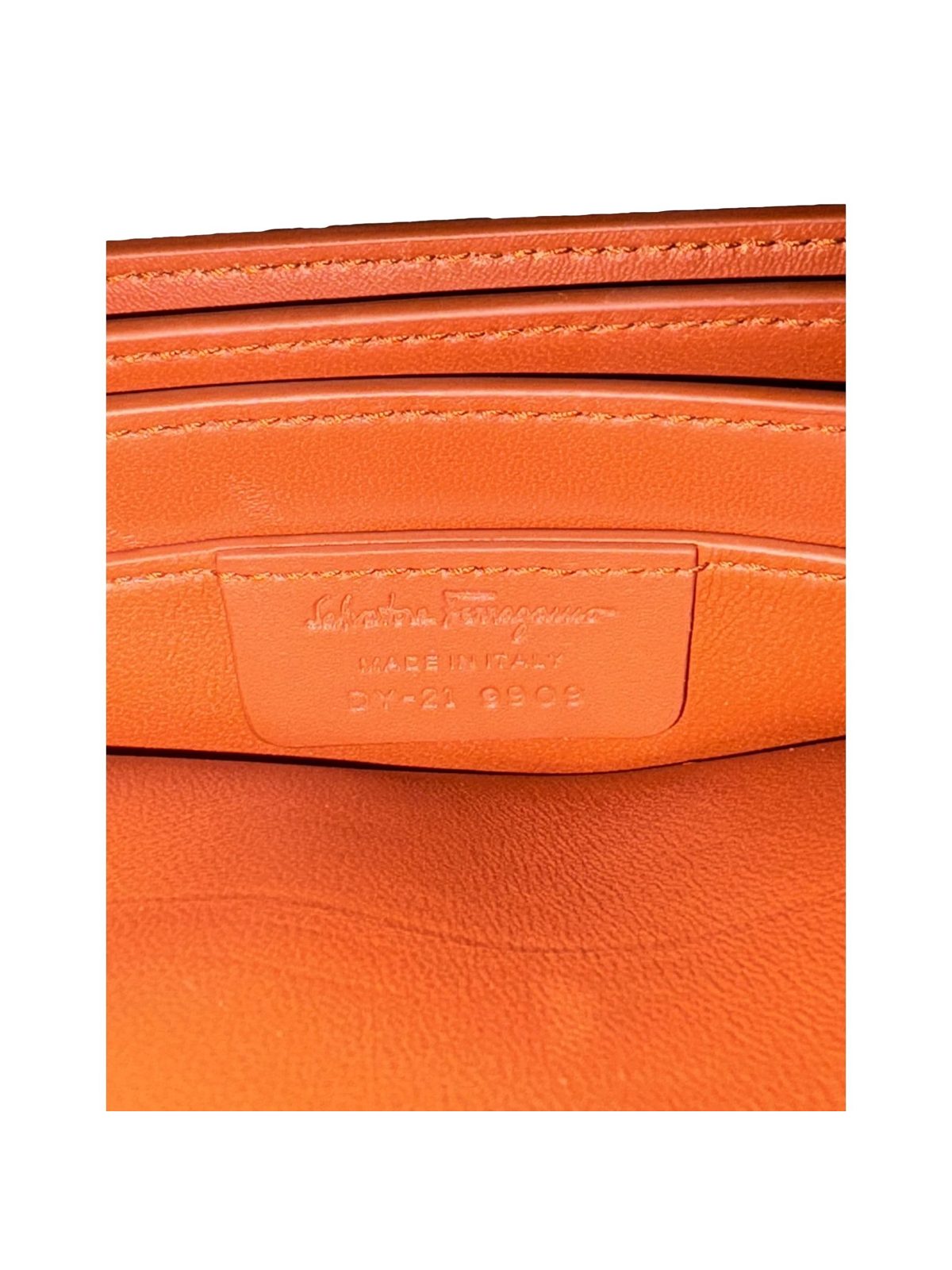 Ferragamo Trifolio Cognac Brown Soft Leather Flap Crossbody Bag Gold Gancini