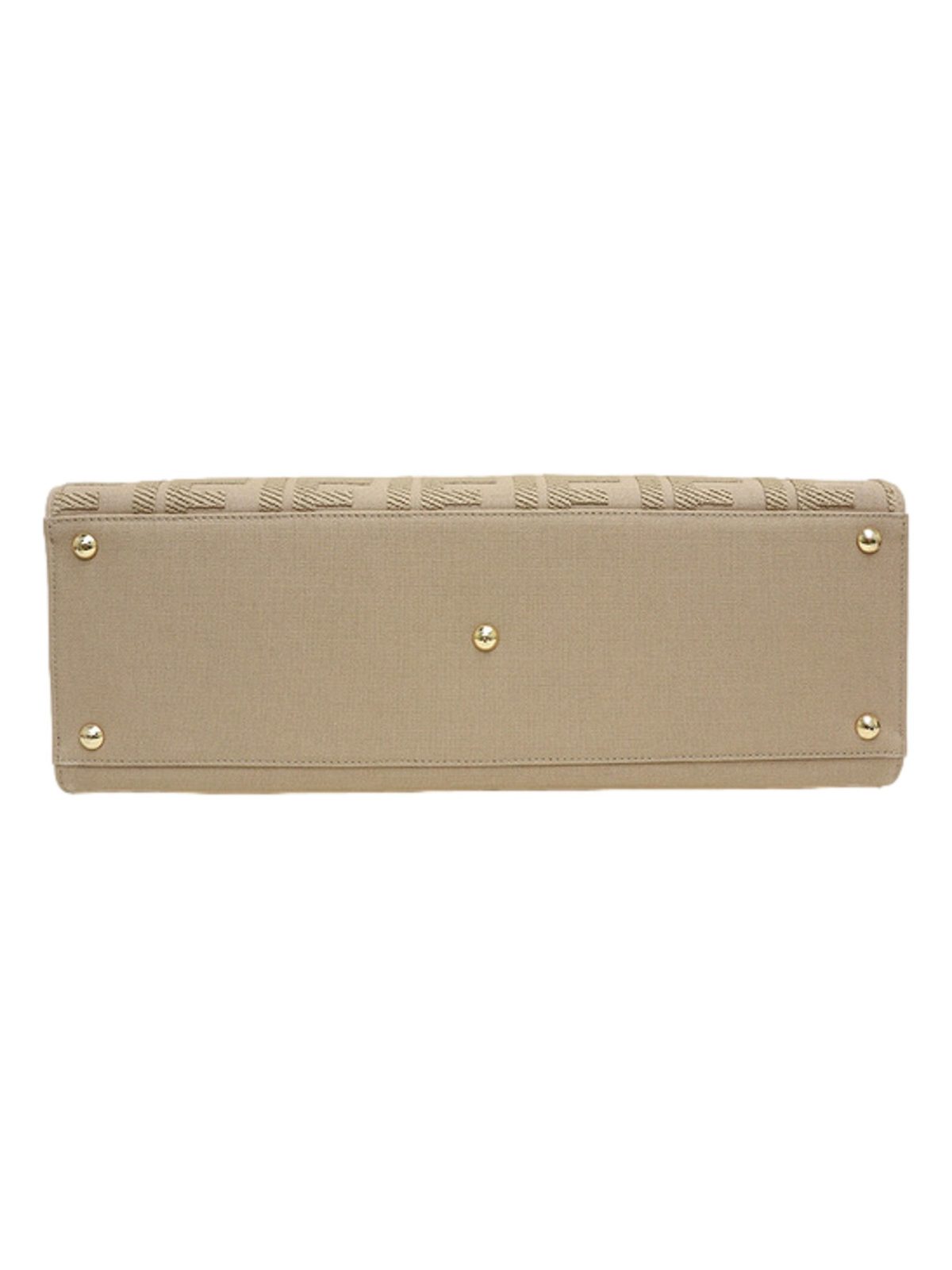 Fendi FF Peekaboo X-Lite Brown Beige Canvas and Leather Tote